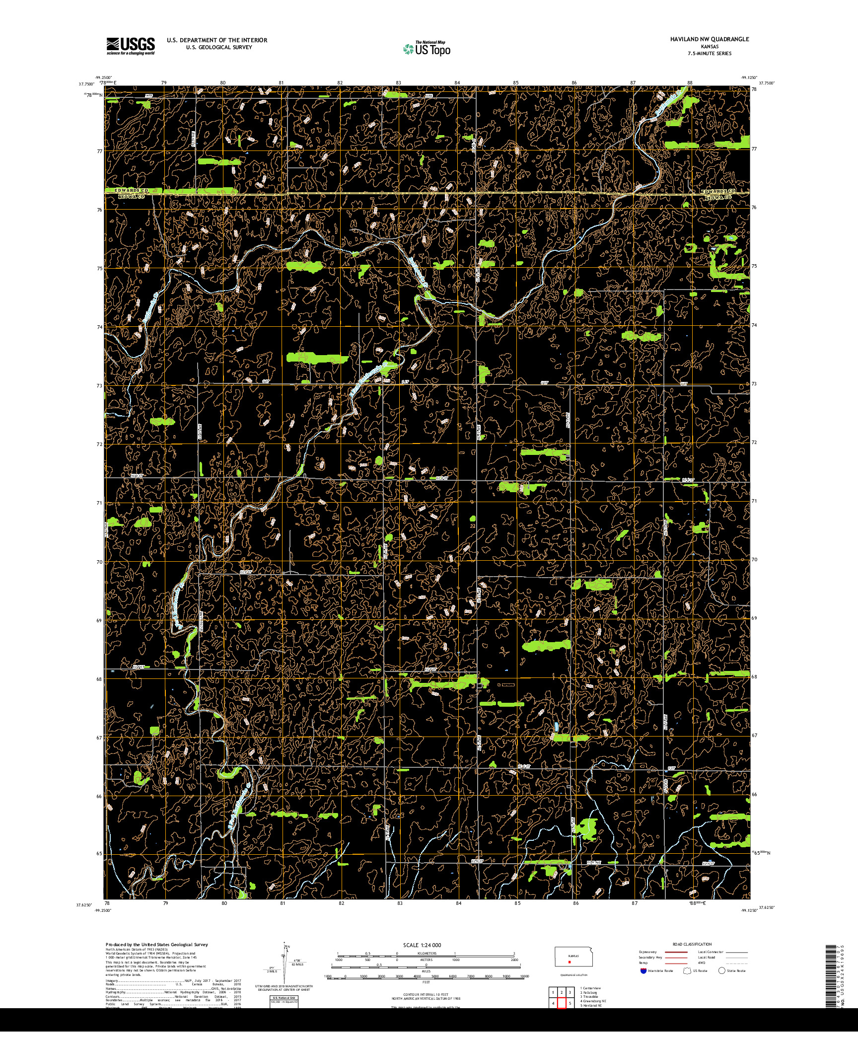 USGS US TOPO 7.5-MINUTE MAP FOR HAVILAND NW, KS 2018