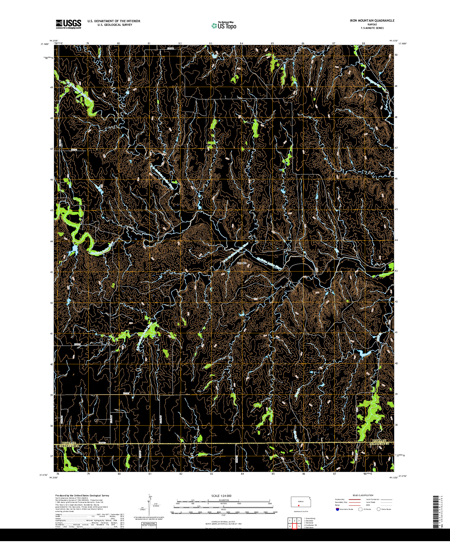 USGS US TOPO 7.5-MINUTE MAP FOR IRON MOUNTAIN, KS 2018