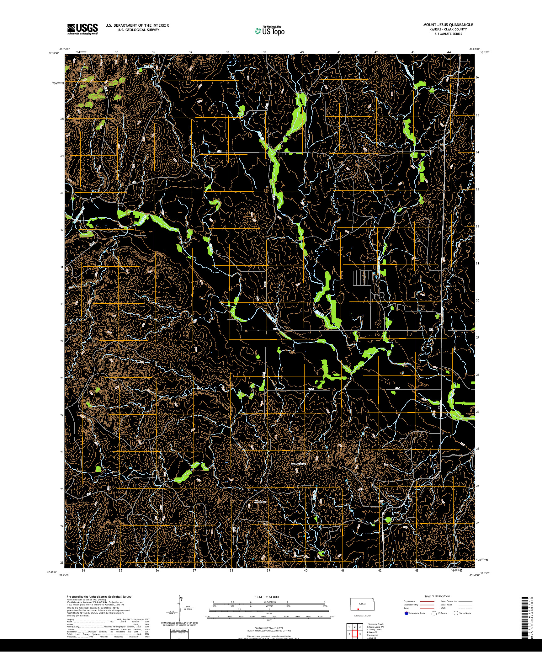 USGS US TOPO 7.5-MINUTE MAP FOR MOUNT JESUS, KS 2018