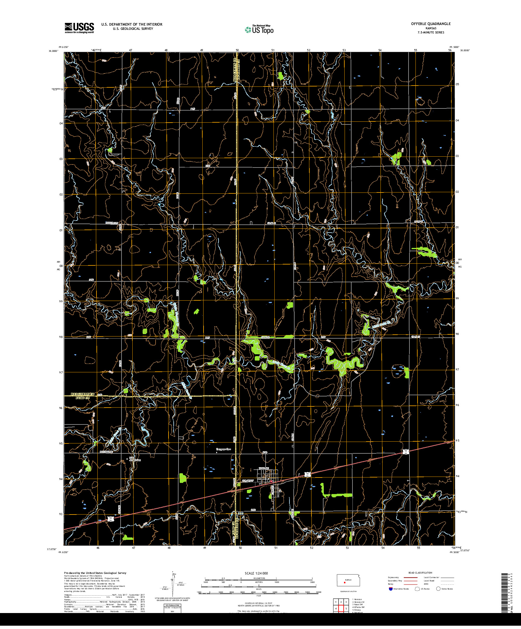 USGS US TOPO 7.5-MINUTE MAP FOR OFFERLE, KS 2018