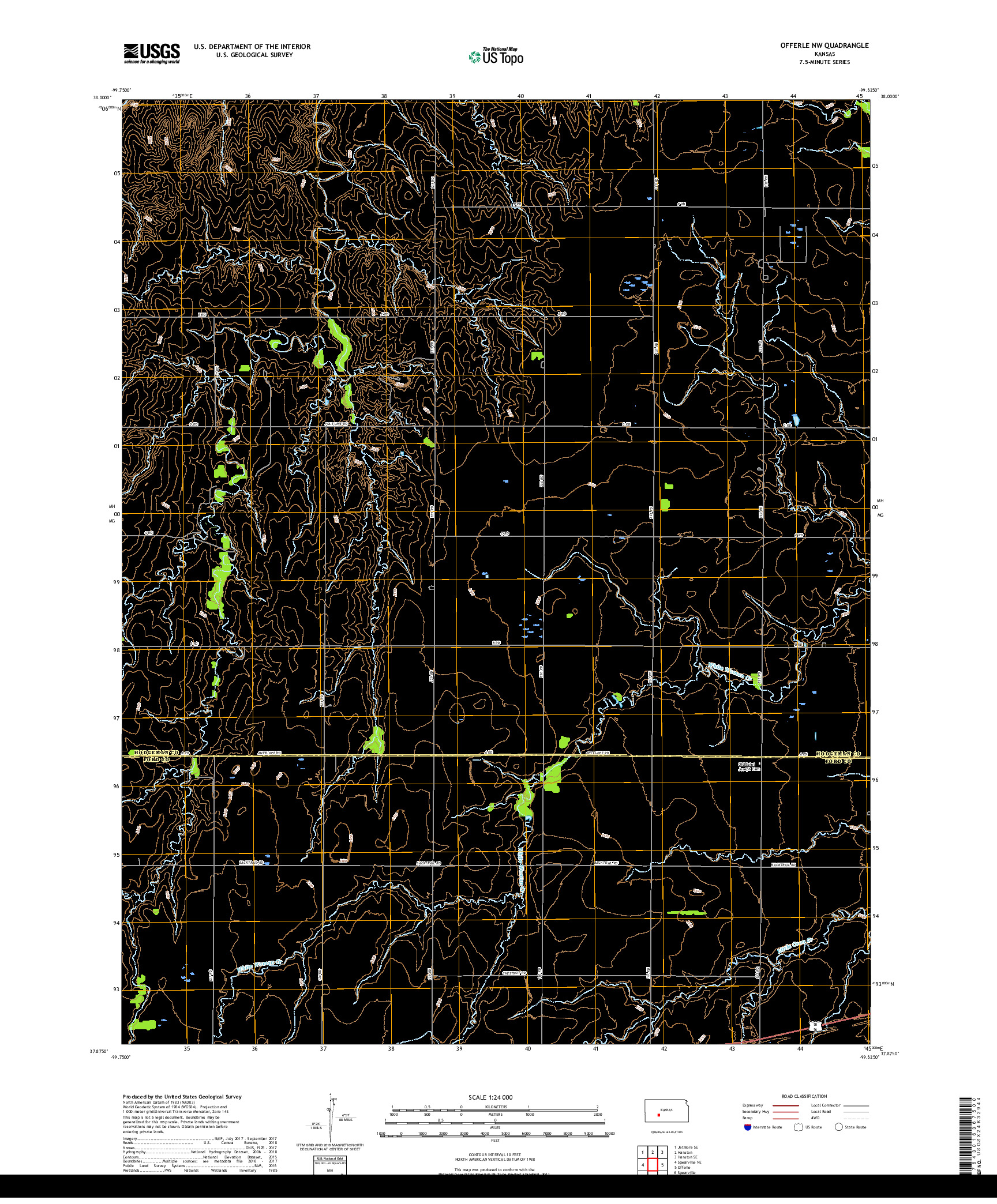 USGS US TOPO 7.5-MINUTE MAP FOR OFFERLE NW, KS 2018
