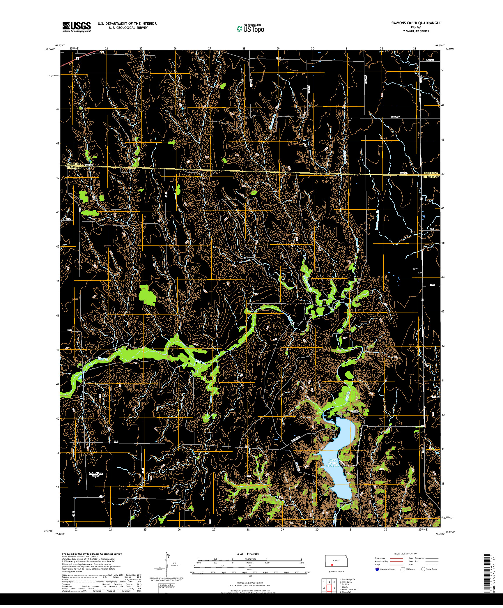 USGS US TOPO 7.5-MINUTE MAP FOR SIMMONS CREEK, KS 2018
