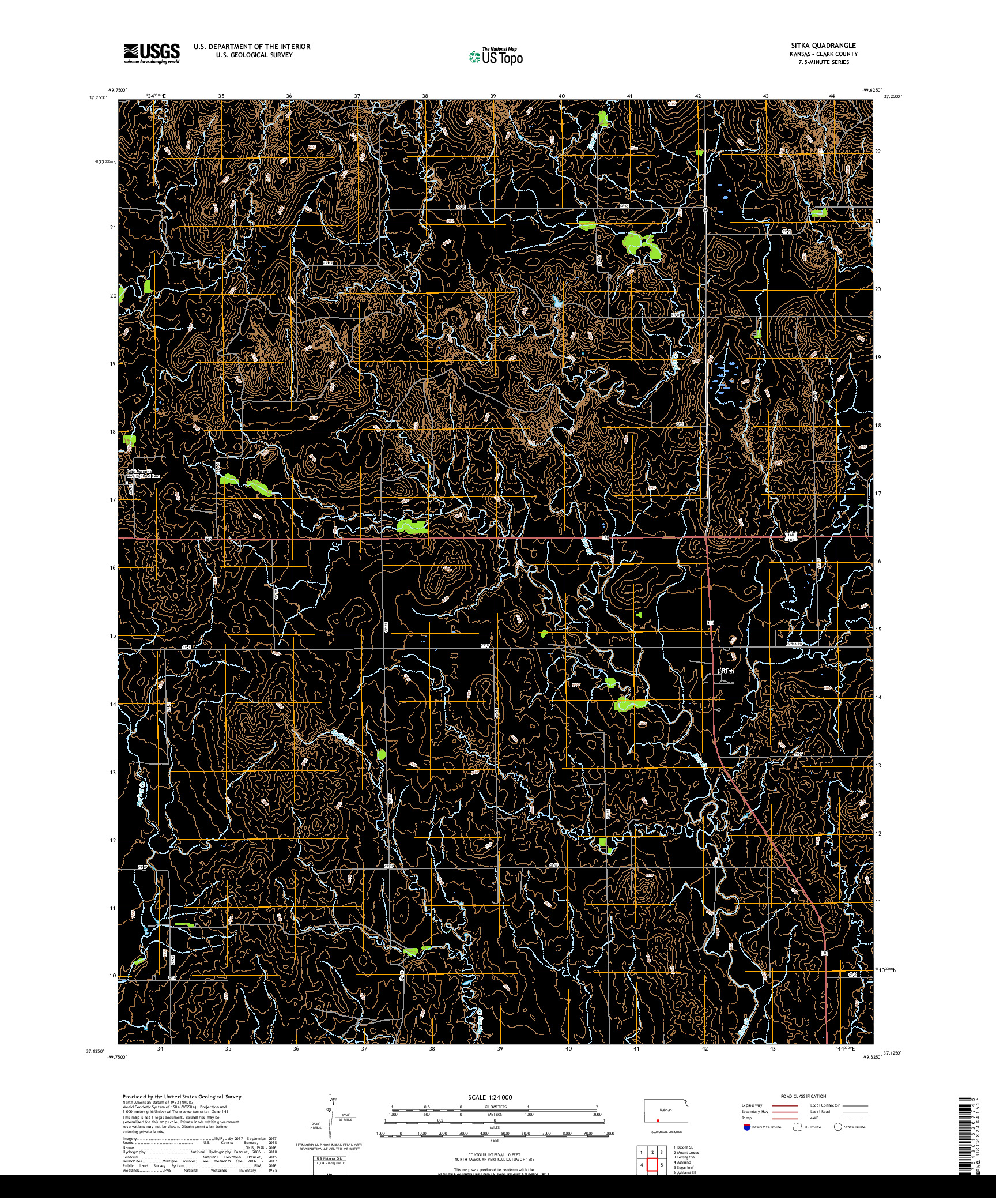 USGS US TOPO 7.5-MINUTE MAP FOR SITKA, KS 2018