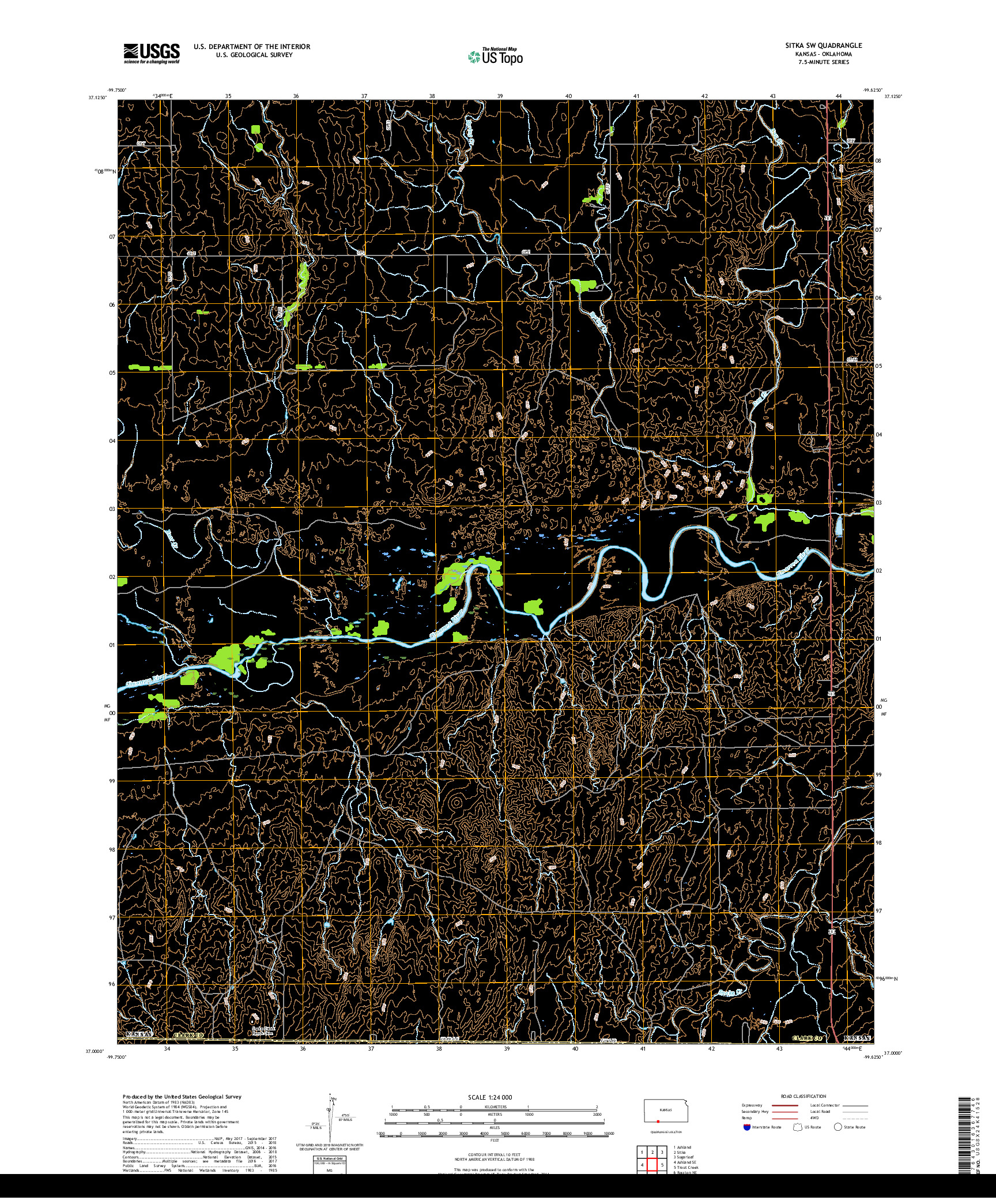 USGS US TOPO 7.5-MINUTE MAP FOR SITKA SW, KS,OK 2018