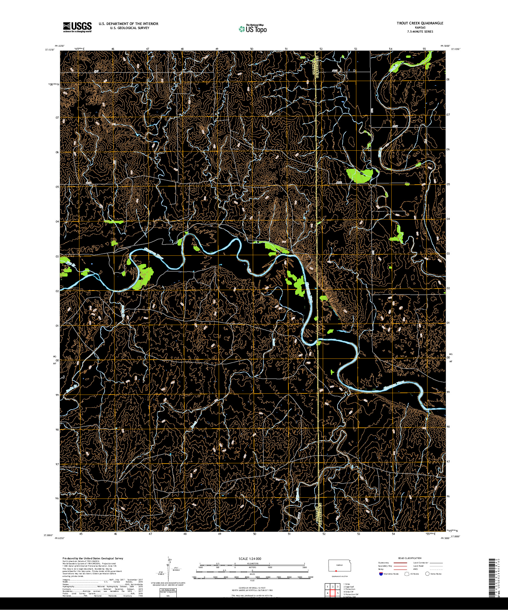 USGS US TOPO 7.5-MINUTE MAP FOR TROUT CREEK, KS 2018