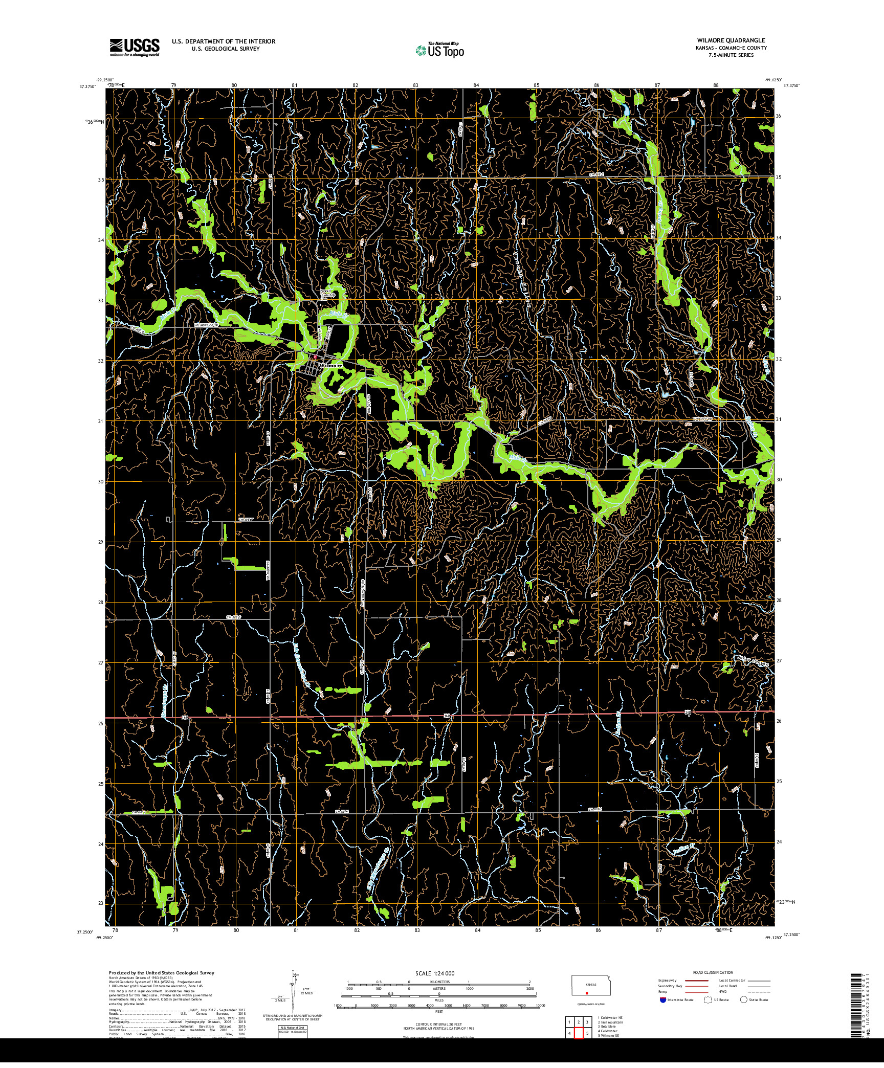 USGS US TOPO 7.5-MINUTE MAP FOR WILMORE, KS 2018