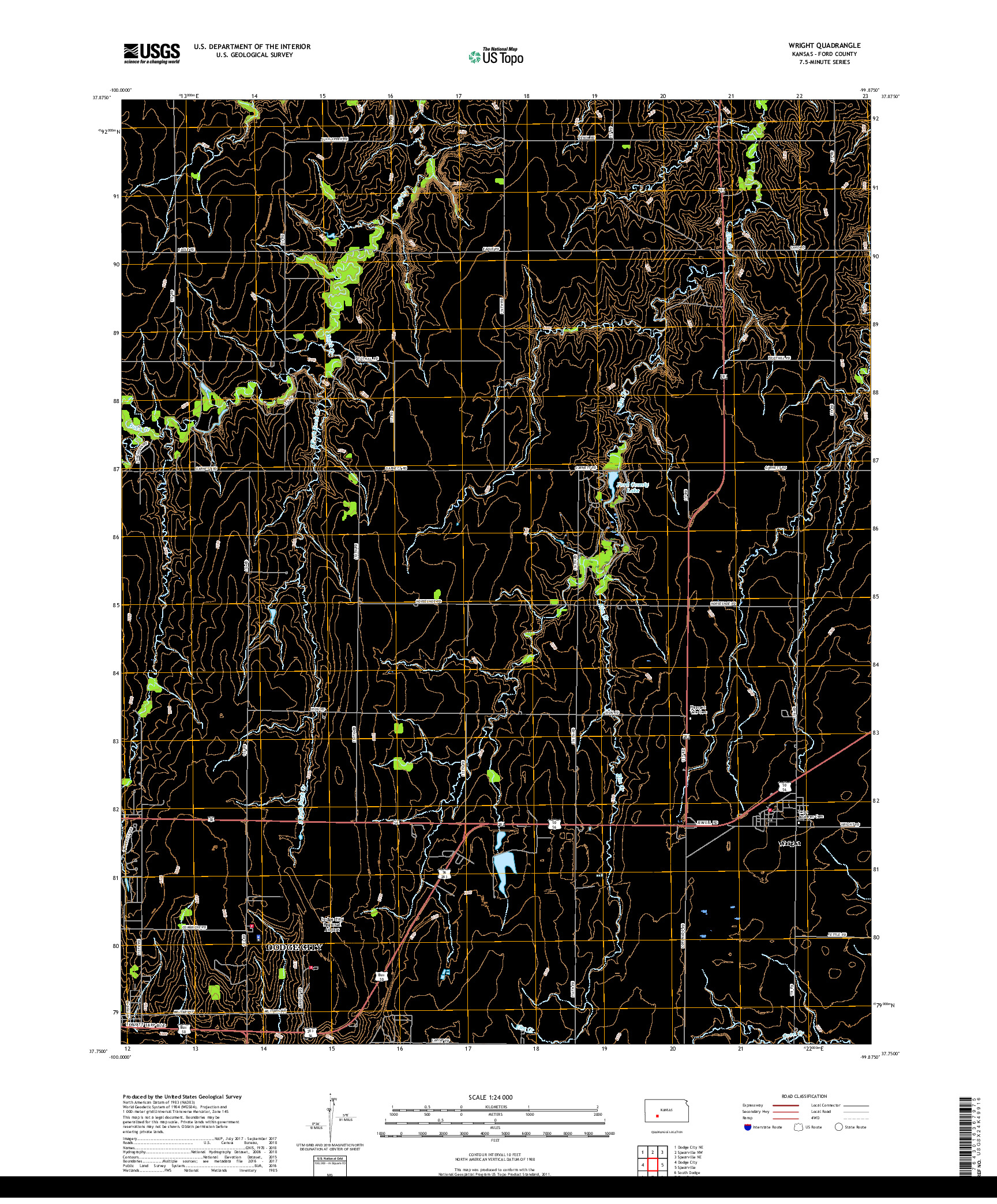 USGS US TOPO 7.5-MINUTE MAP FOR WRIGHT, KS 2018