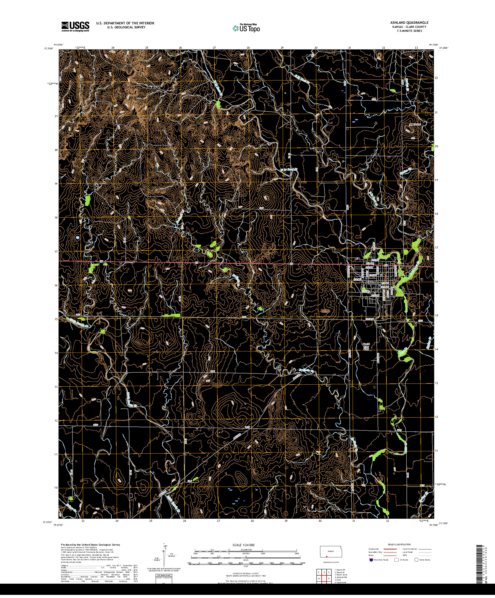 USGS US TOPO 7.5-MINUTE MAP FOR ASHLAND, KS 2018