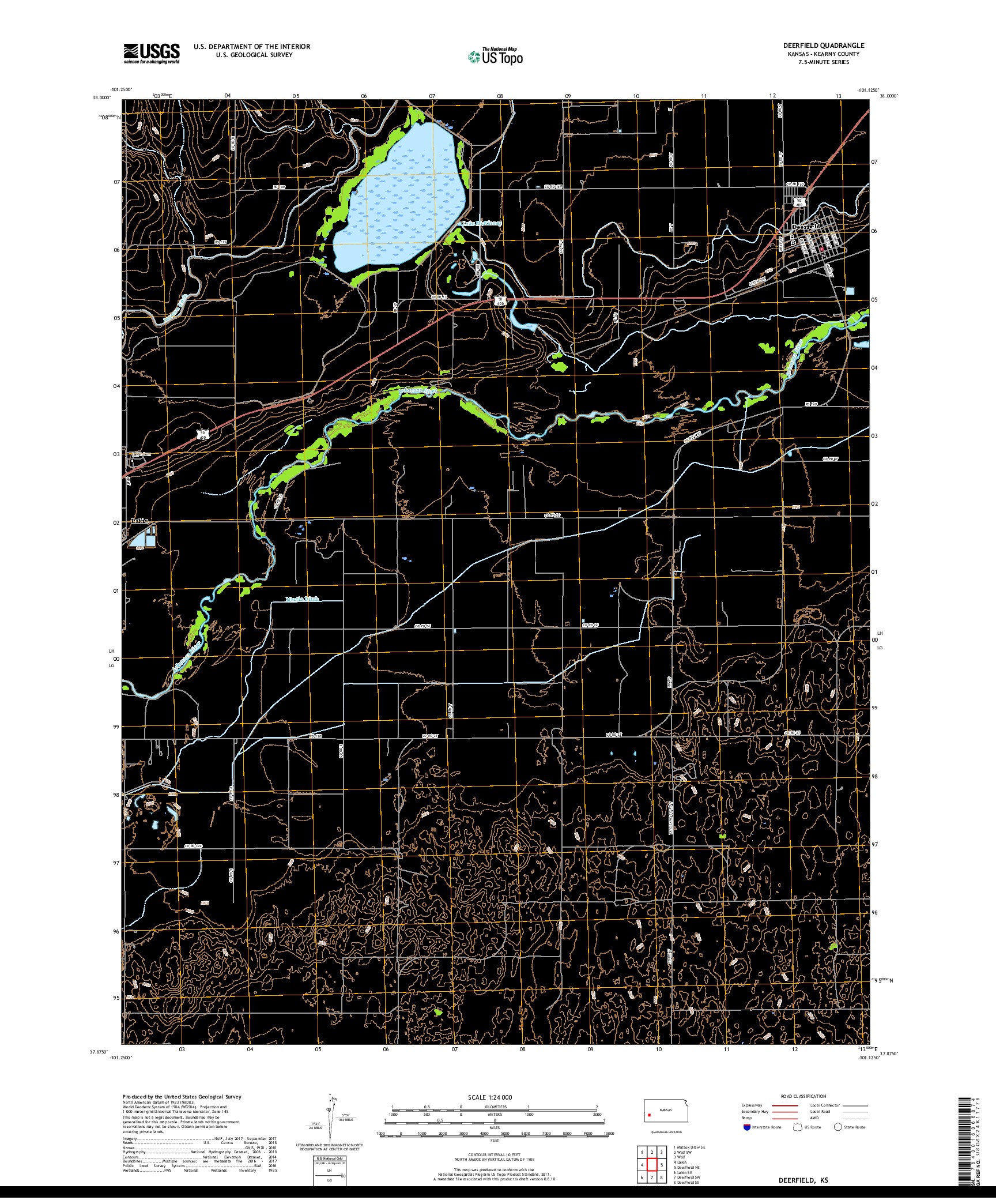 USGS US TOPO 7.5-MINUTE MAP FOR DEERFIELD, KS 2018