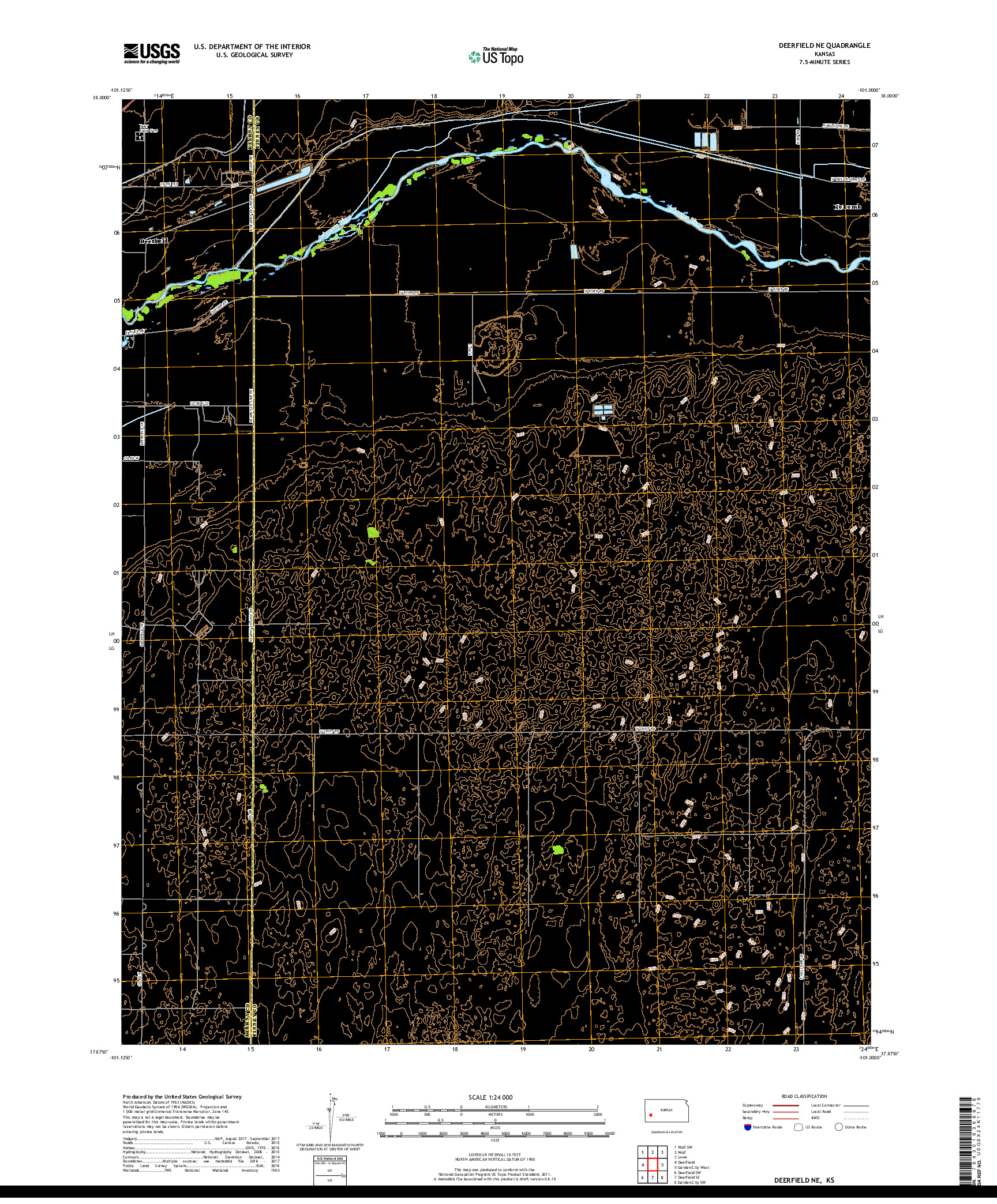 USGS US TOPO 7.5-MINUTE MAP FOR DEERFIELD NE, KS 2018