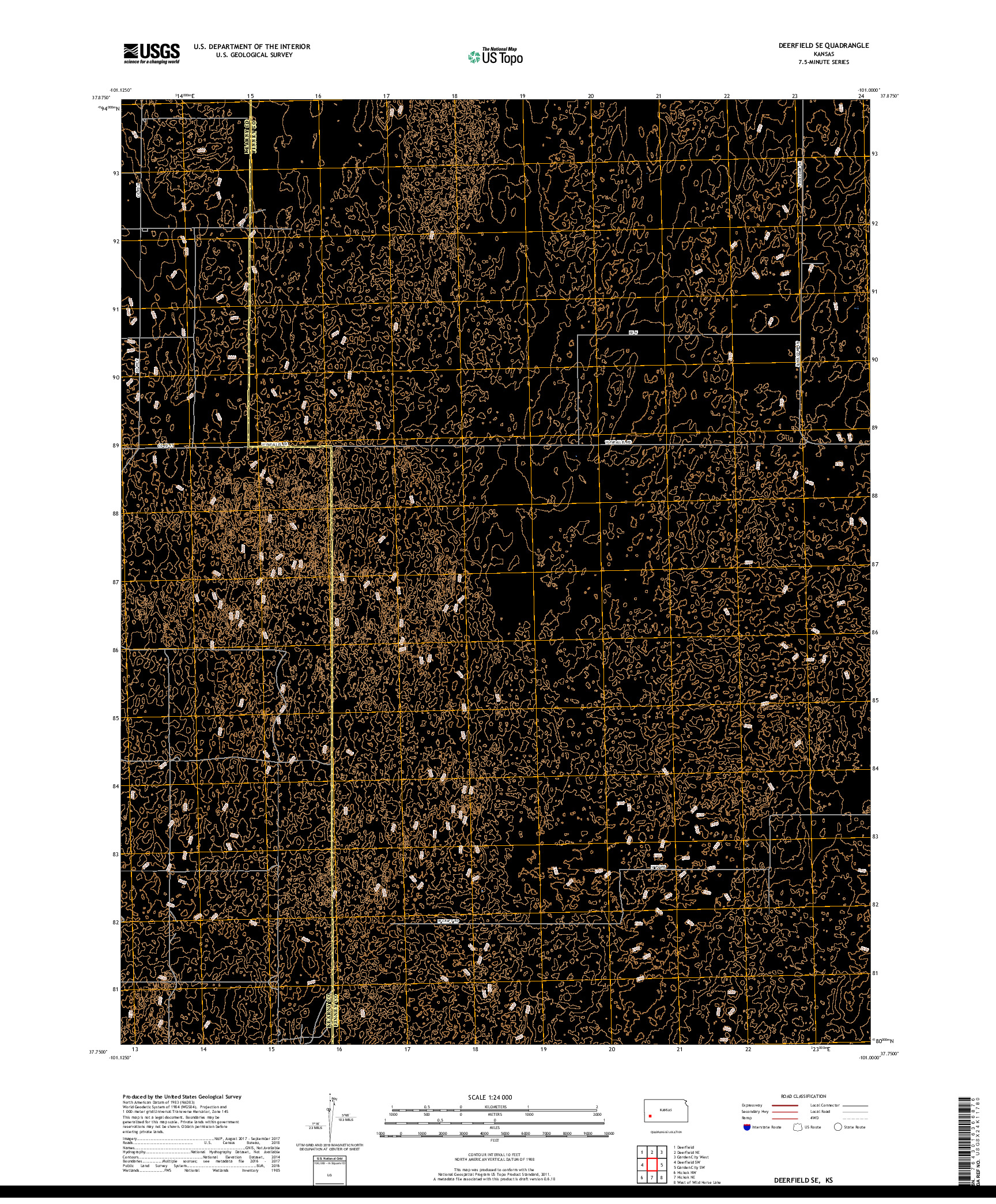 USGS US TOPO 7.5-MINUTE MAP FOR DEERFIELD SE, KS 2018