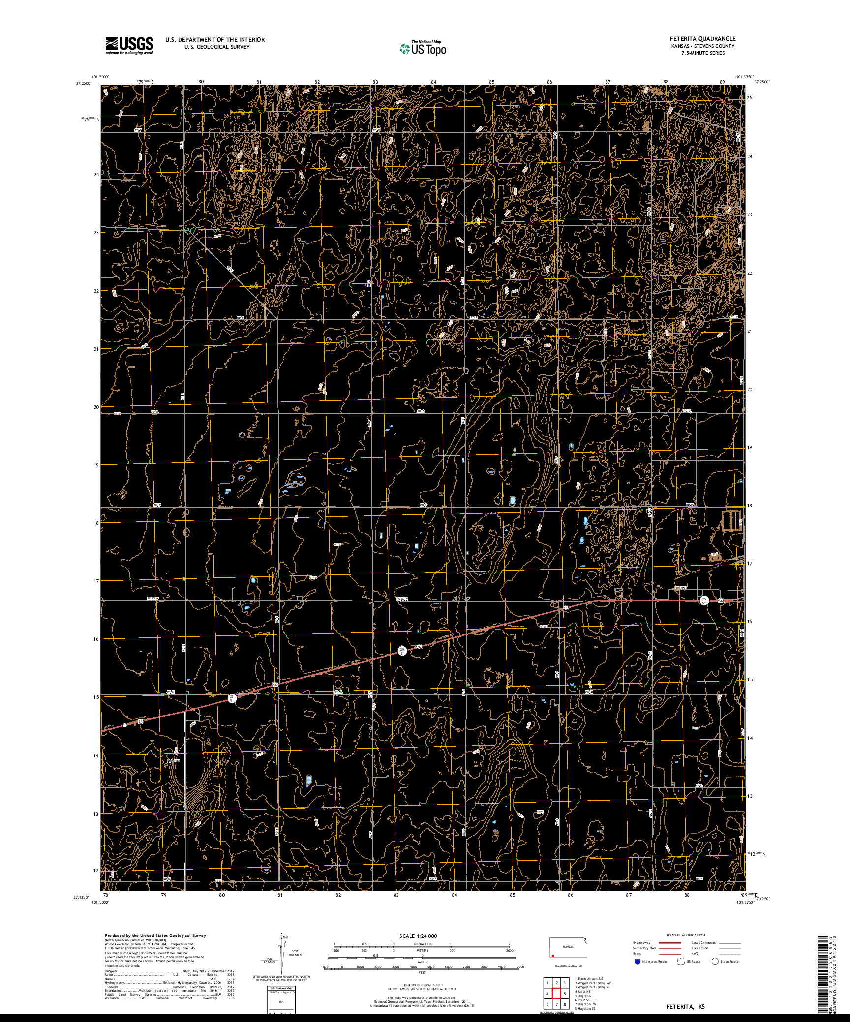 USGS US TOPO 7.5-MINUTE MAP FOR FETERITA, KS 2018