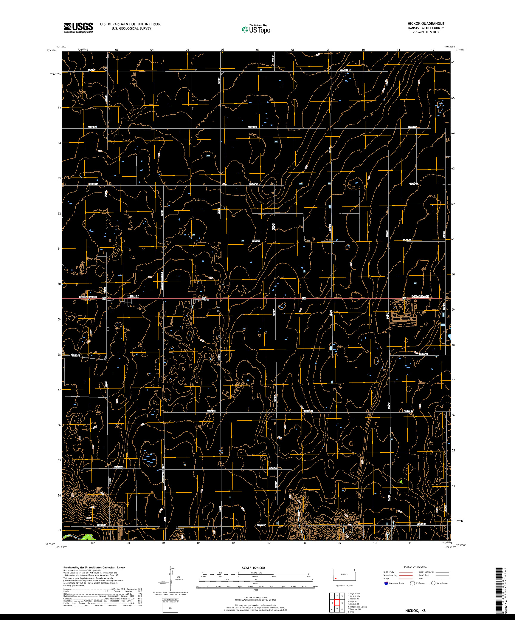 USGS US TOPO 7.5-MINUTE MAP FOR HICKOK, KS 2018