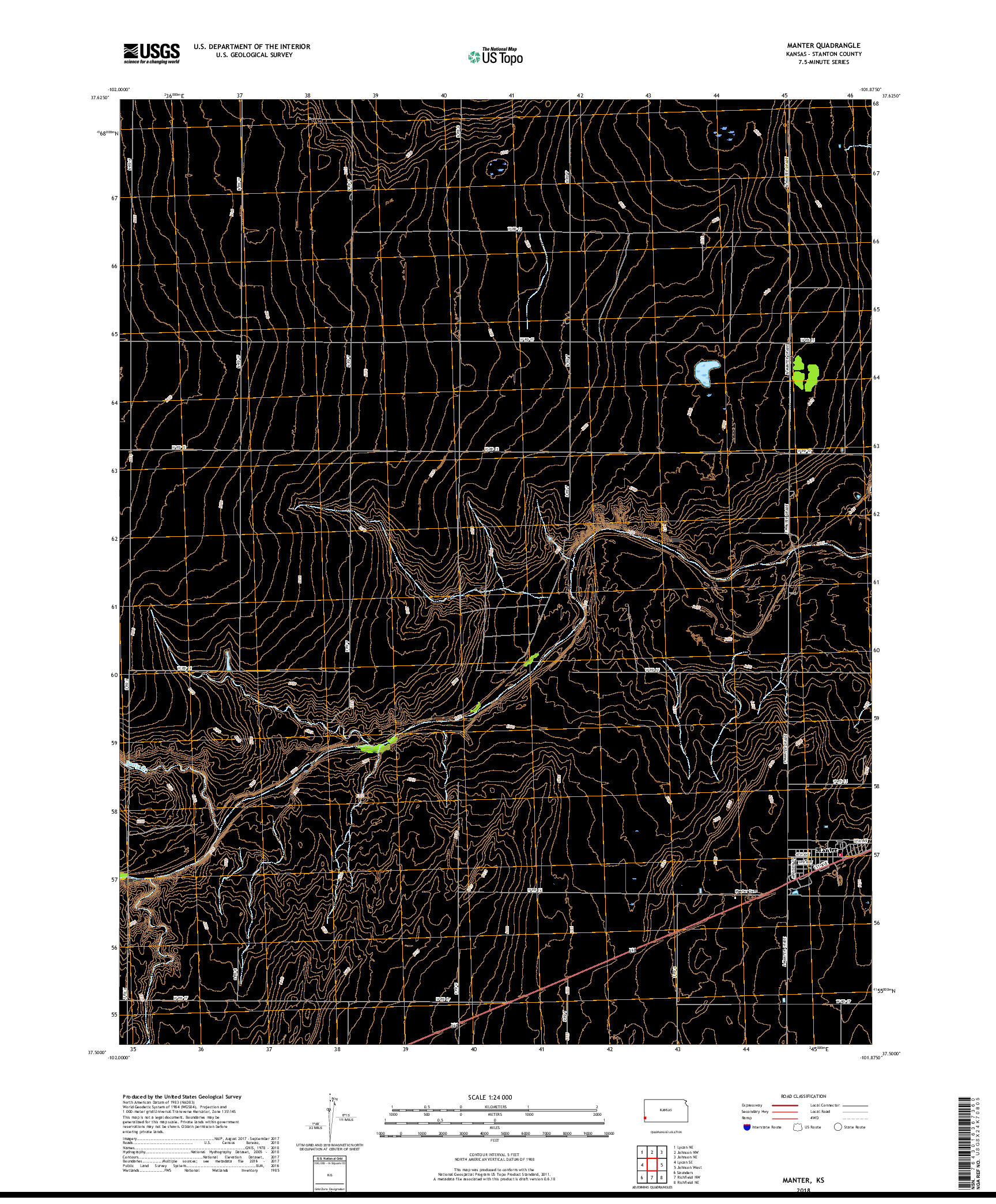 USGS US TOPO 7.5-MINUTE MAP FOR MANTER, KS 2018