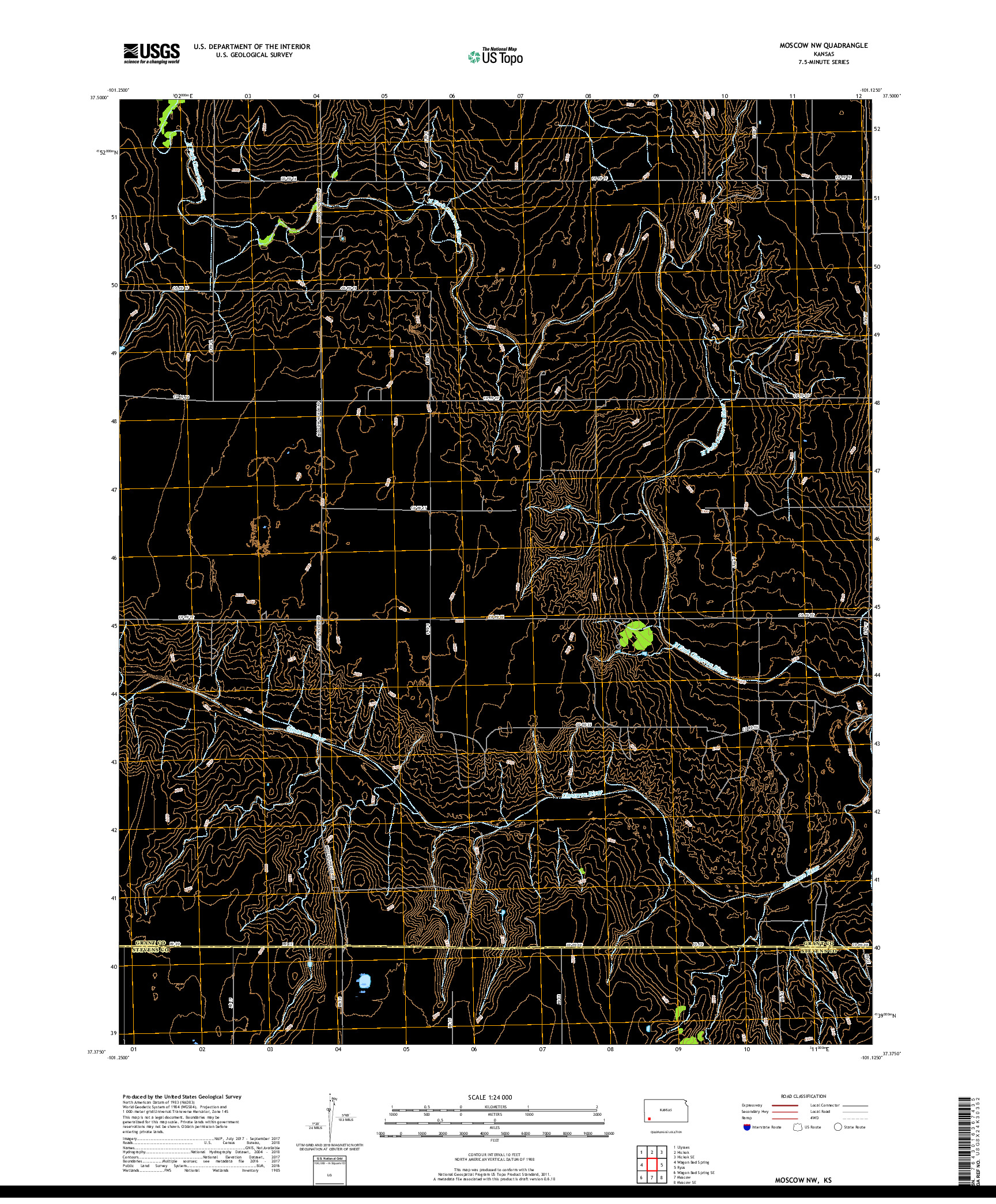USGS US TOPO 7.5-MINUTE MAP FOR MOSCOW NW, KS 2018