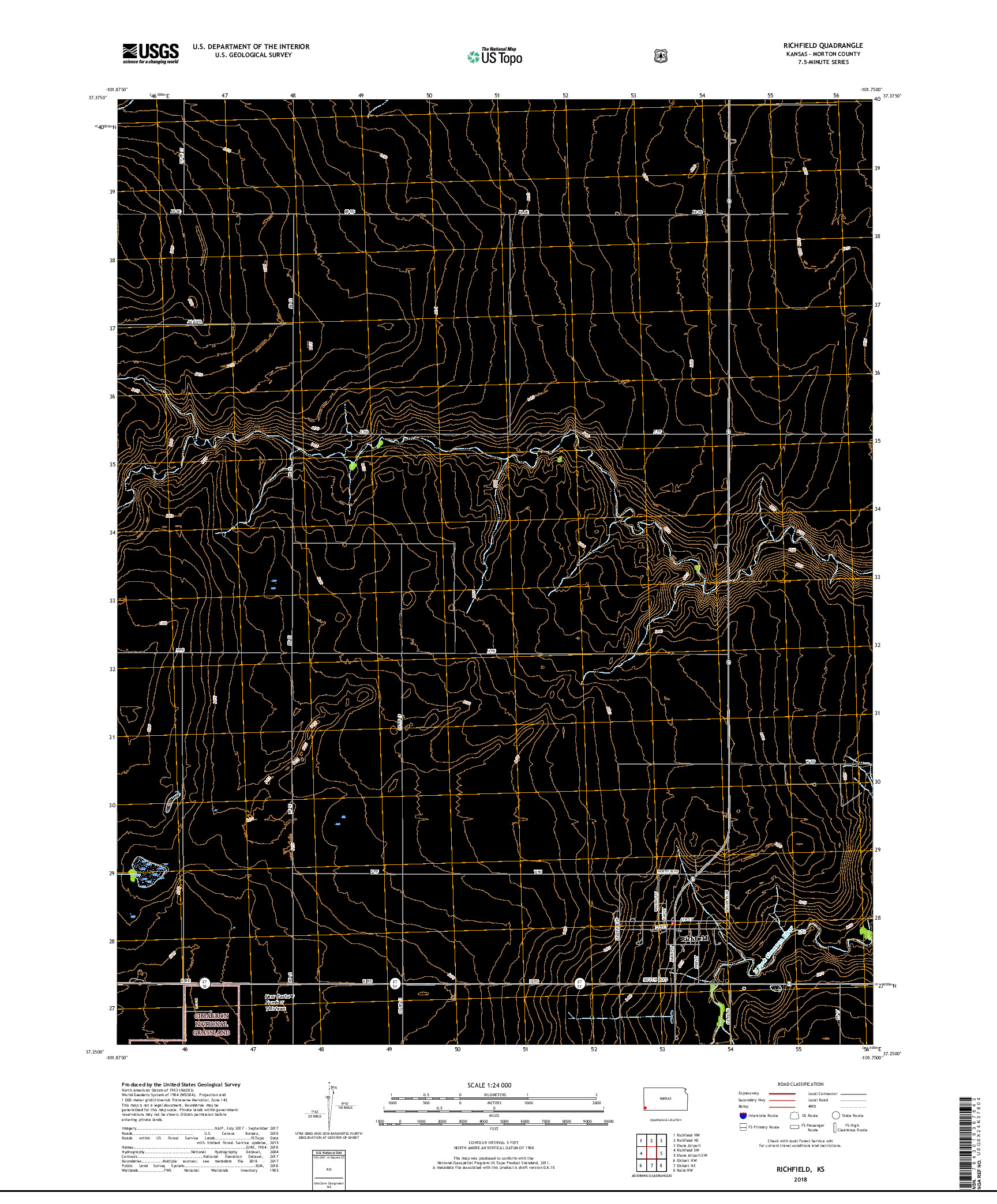 USGS US TOPO 7.5-MINUTE MAP FOR RICHFIELD, KS 2018