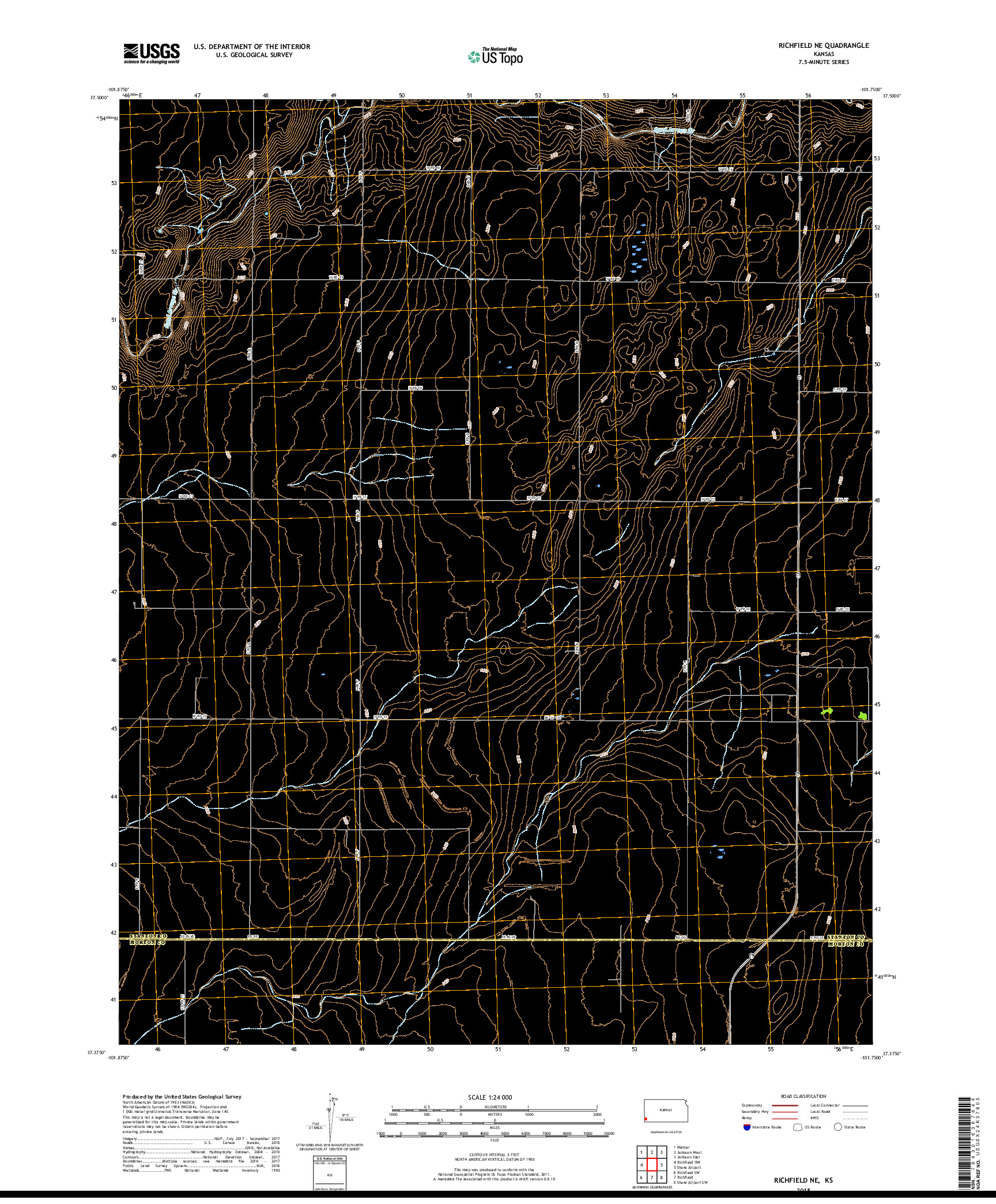 USGS US TOPO 7.5-MINUTE MAP FOR RICHFIELD NE, KS 2018