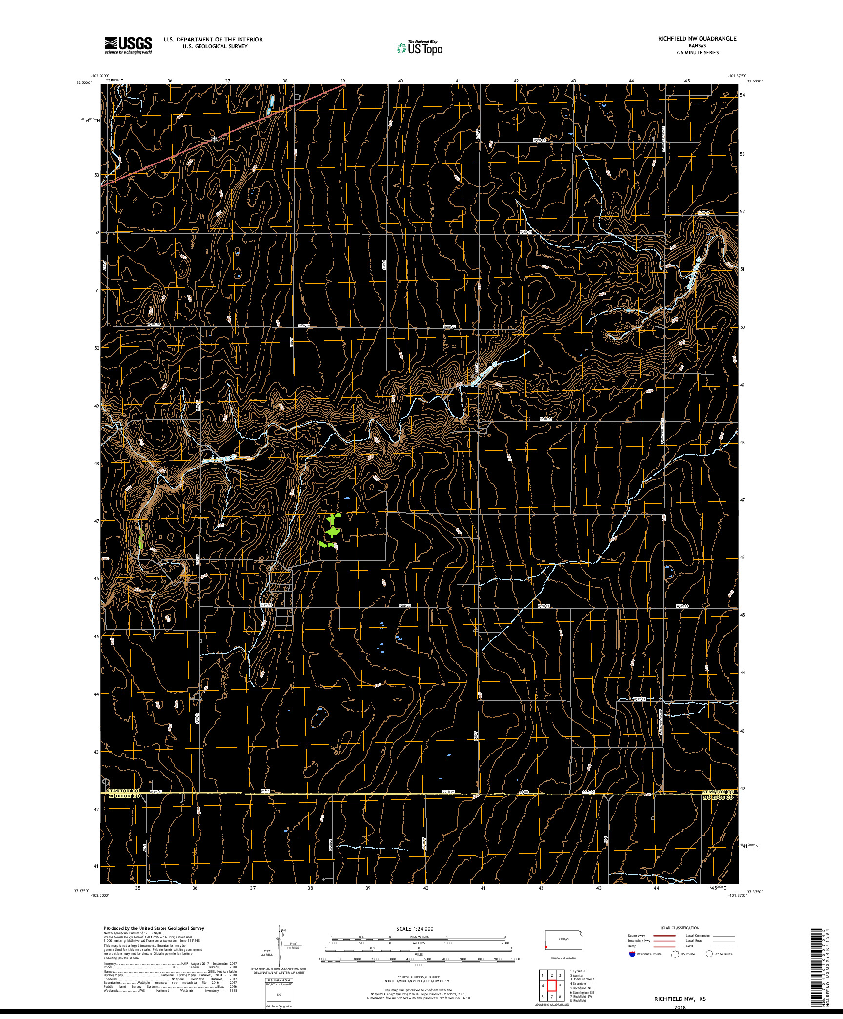 USGS US TOPO 7.5-MINUTE MAP FOR RICHFIELD NW, KS 2018