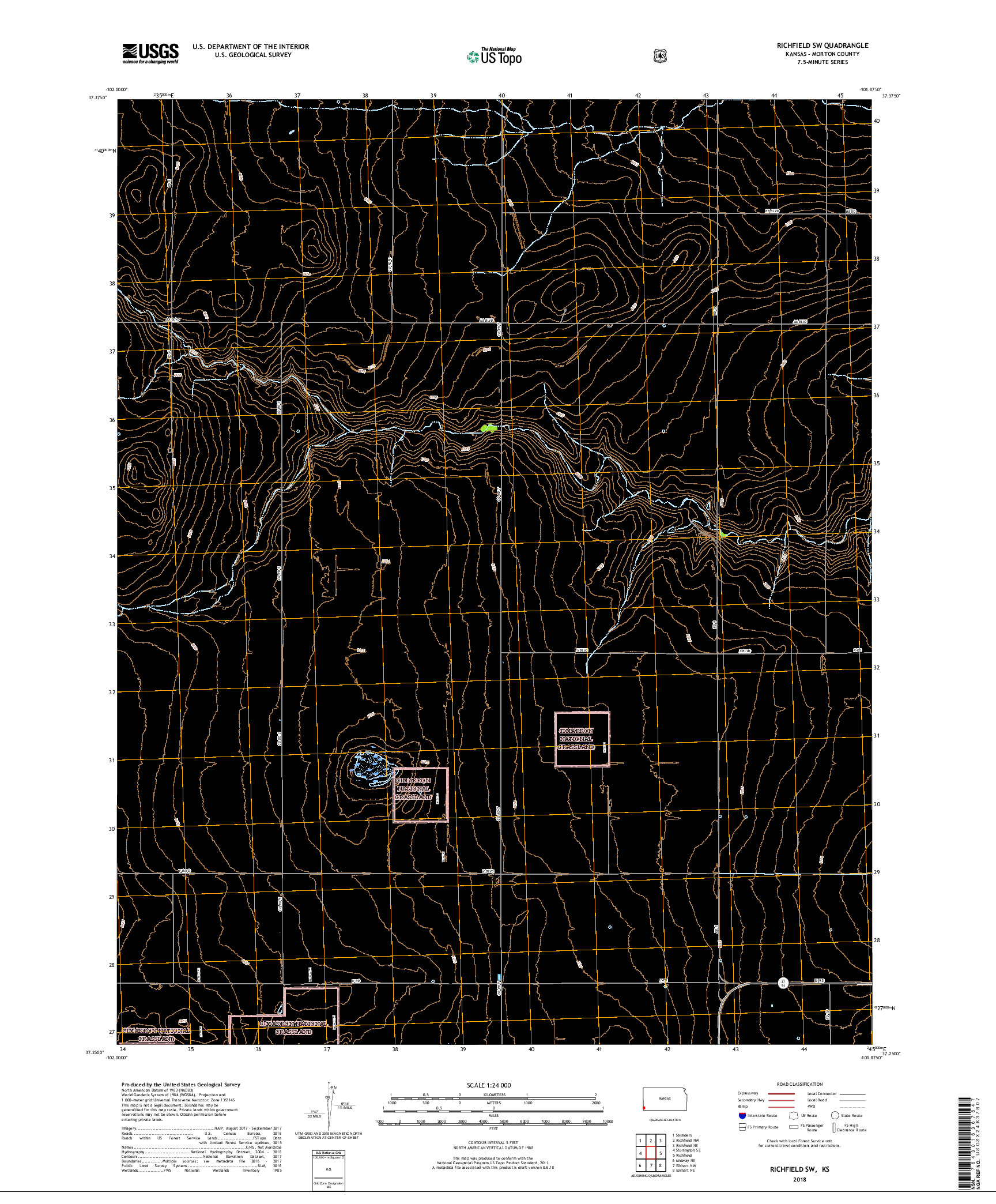 USGS US TOPO 7.5-MINUTE MAP FOR RICHFIELD SW, KS 2018