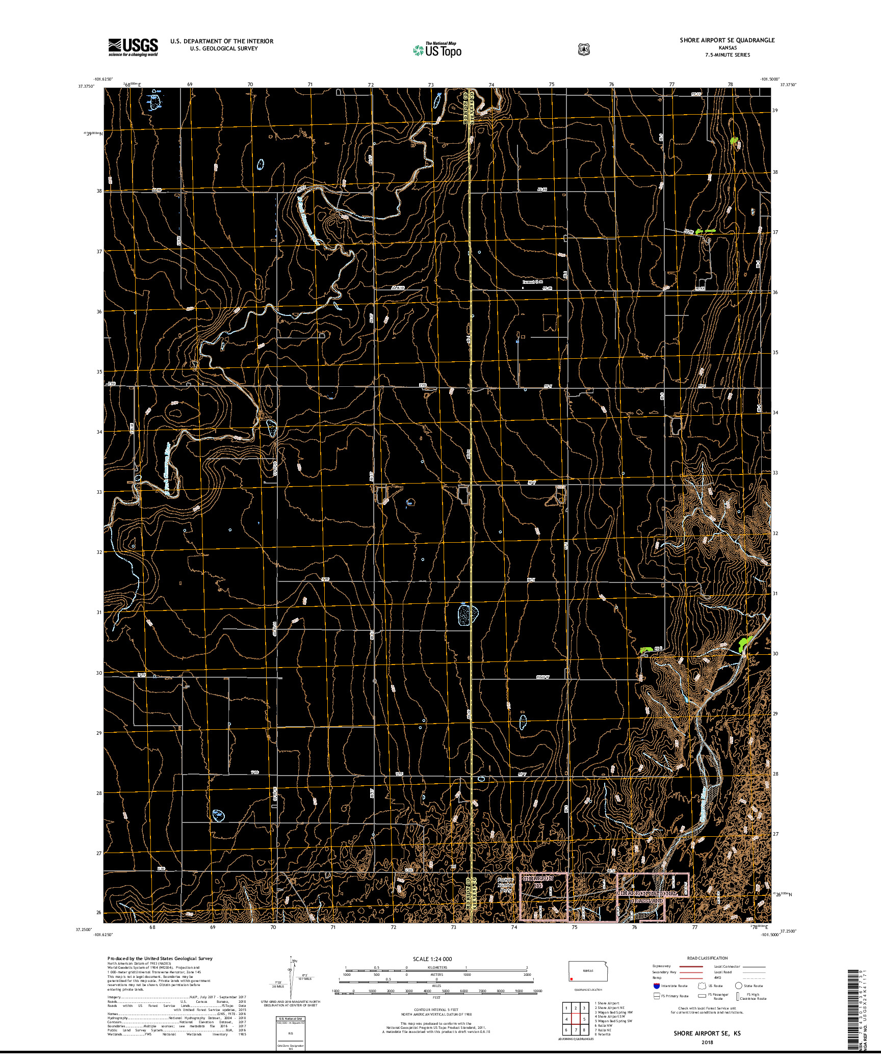 USGS US TOPO 7.5-MINUTE MAP FOR SHORE AIRPORT SE, KS 2018