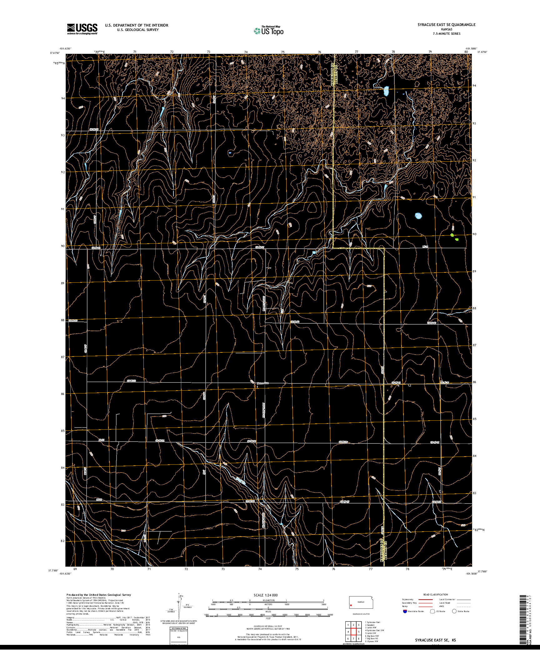 USGS US TOPO 7.5-MINUTE MAP FOR SYRACUSE EAST SE, KS 2018