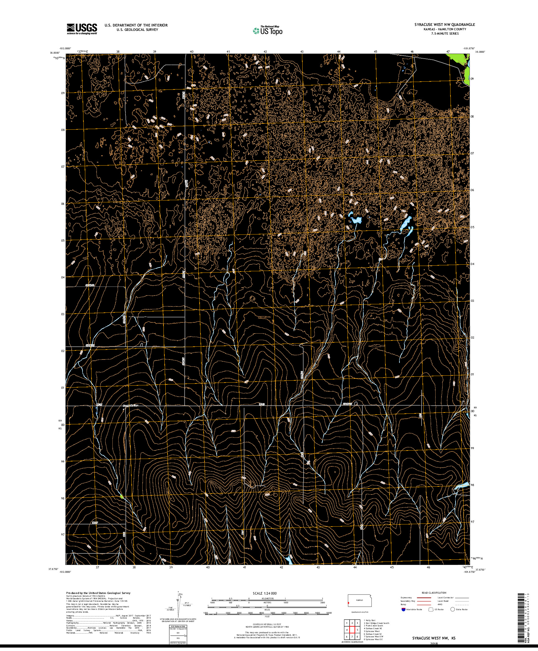 USGS US TOPO 7.5-MINUTE MAP FOR SYRACUSE WEST NW, KS 2018