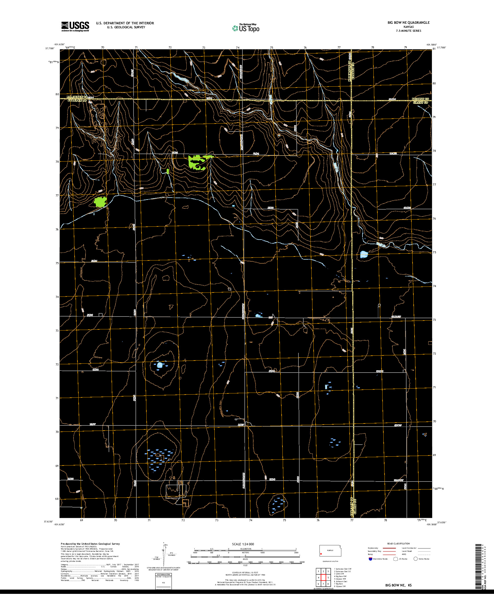 USGS US TOPO 7.5-MINUTE MAP FOR BIG BOW NE, KS 2018