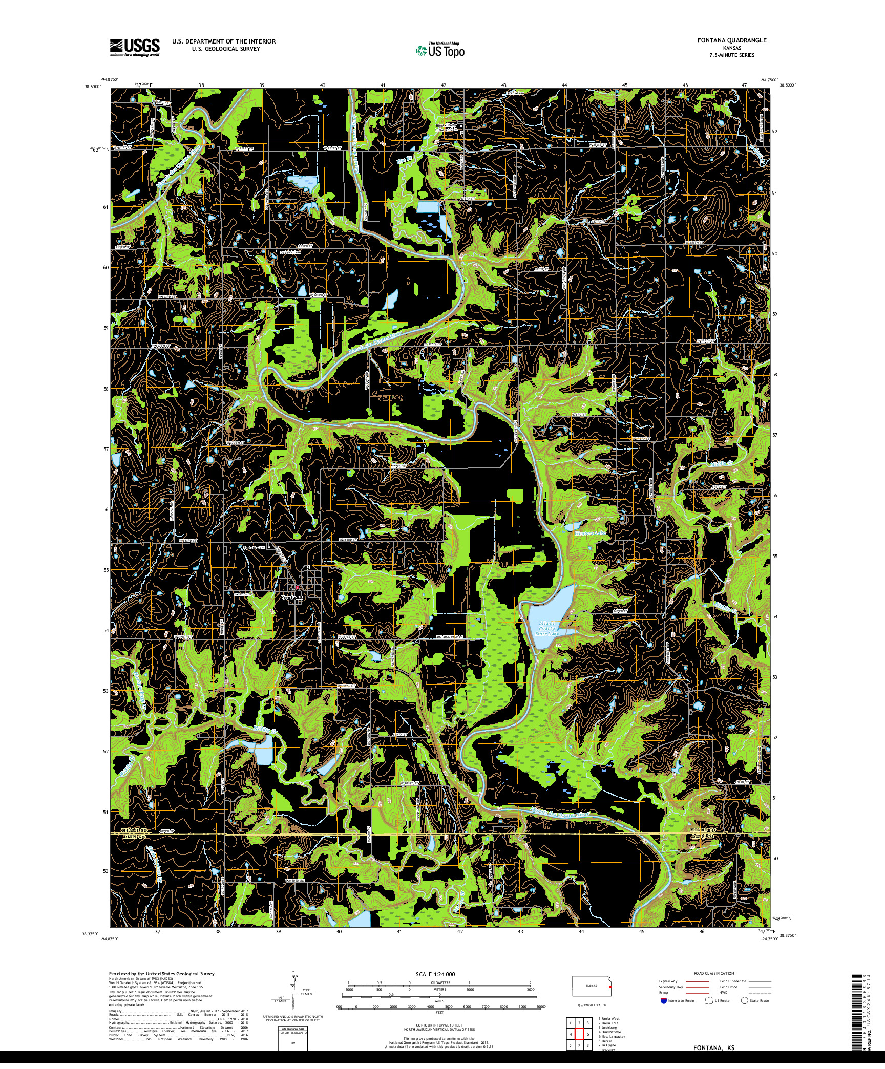 USGS US TOPO 7.5-MINUTE MAP FOR FONTANA, KS 2018