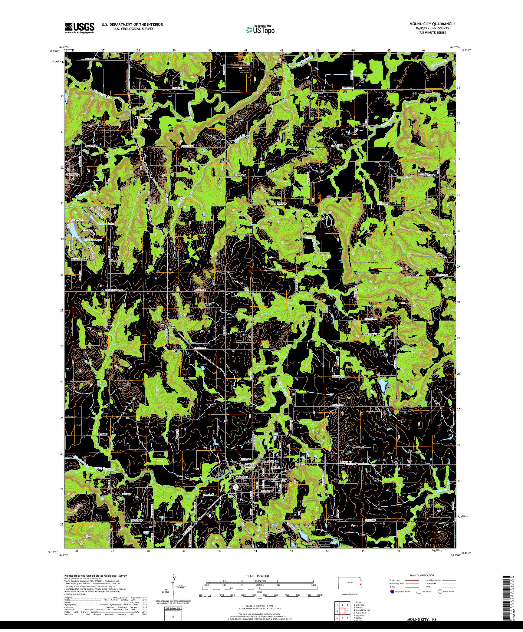 USGS US TOPO 7.5-MINUTE MAP FOR MOUND CITY, KS 2018