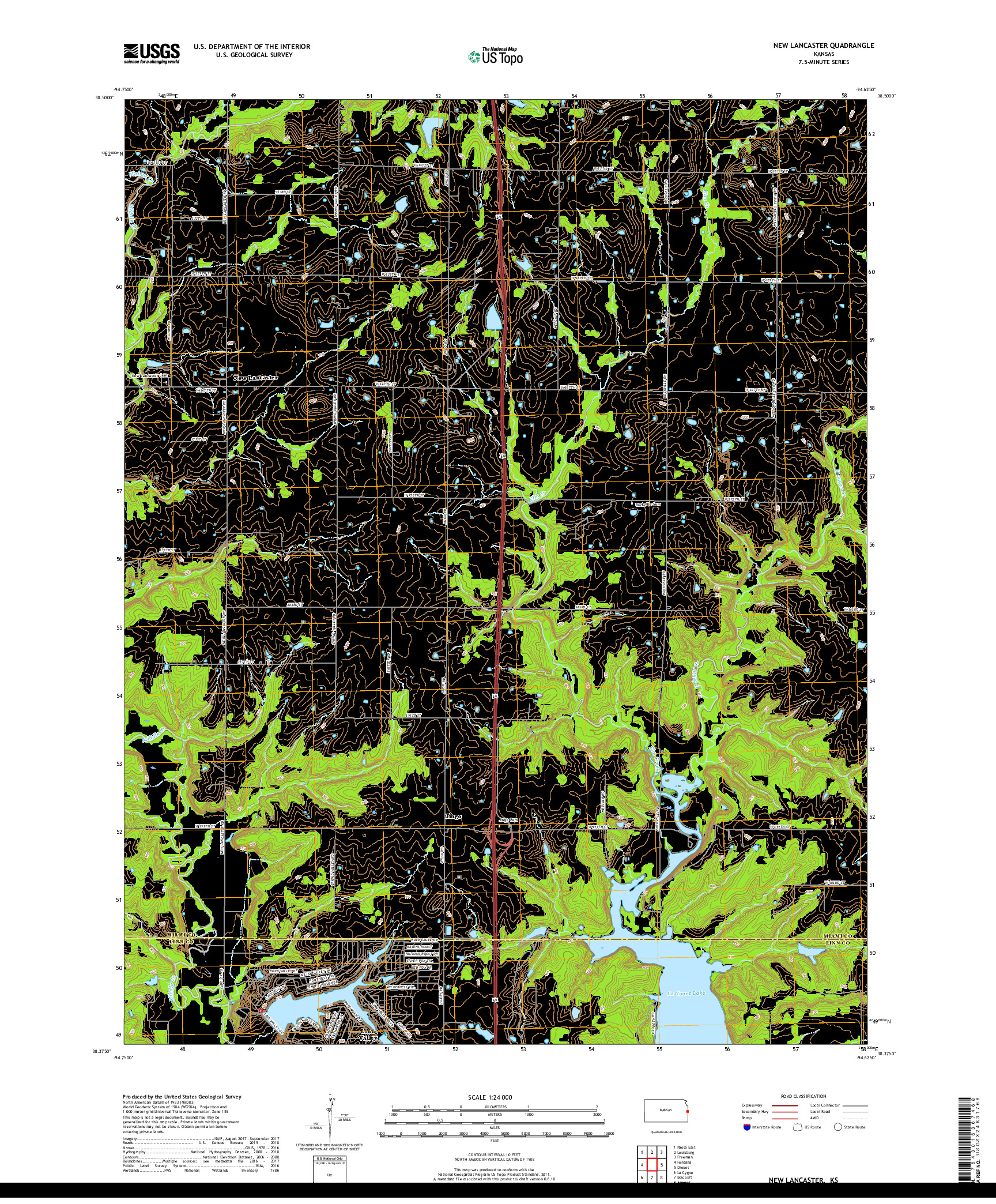 USGS US TOPO 7.5-MINUTE MAP FOR NEW LANCASTER, KS 2018