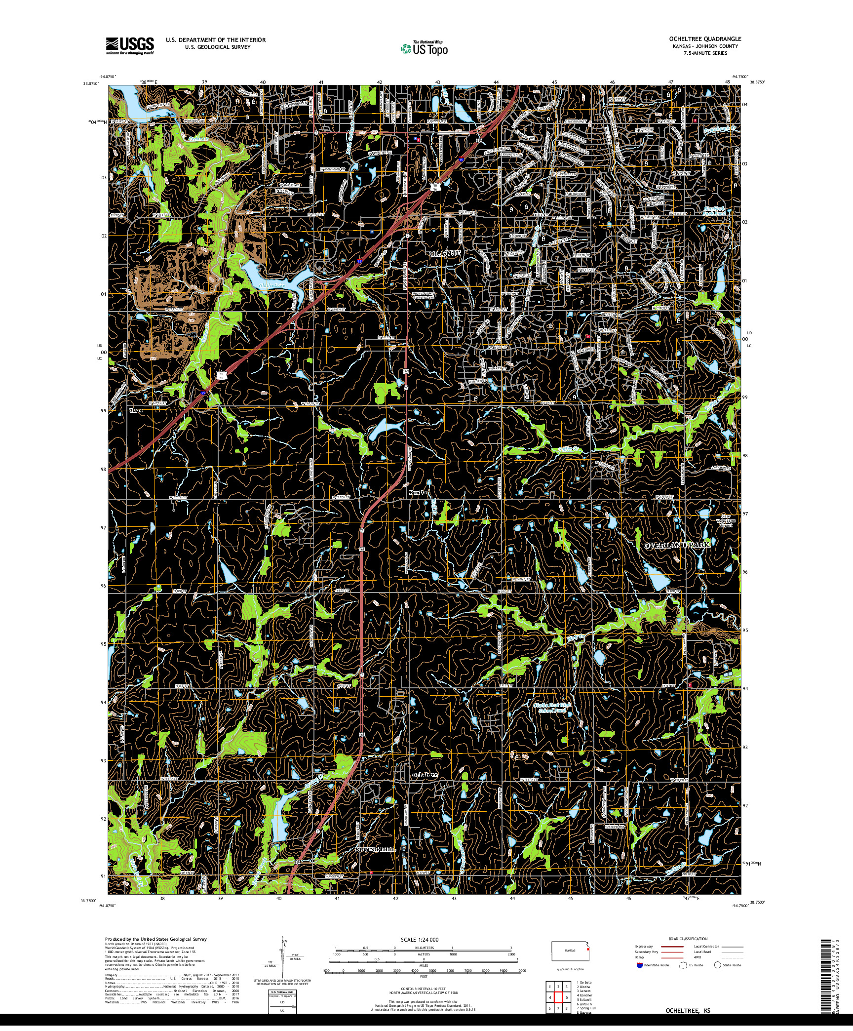 USGS US TOPO 7.5-MINUTE MAP FOR OCHELTREE, KS 2018