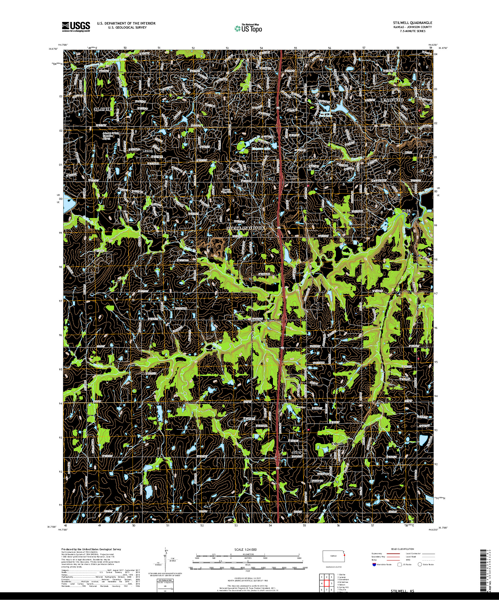 USGS US TOPO 7.5-MINUTE MAP FOR STILWELL, KS 2018