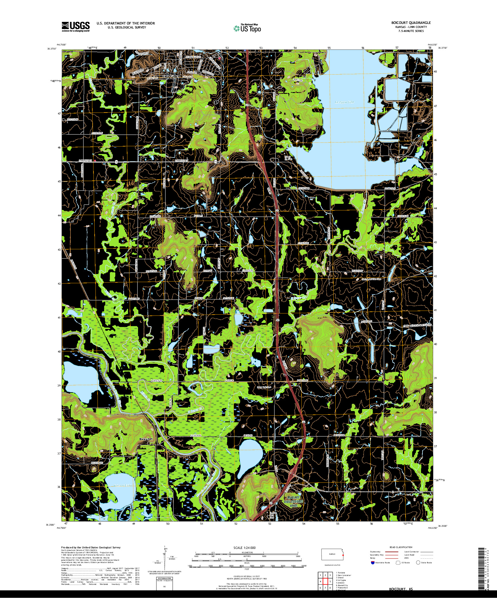 USGS US TOPO 7.5-MINUTE MAP FOR BOICOURT, KS 2018