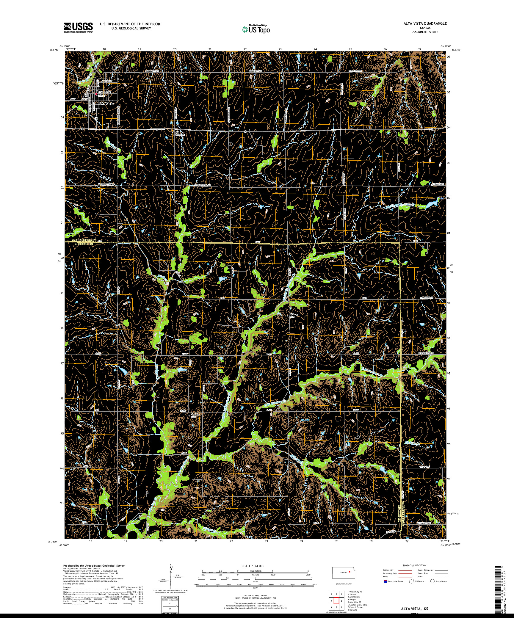 USGS US TOPO 7.5-MINUTE MAP FOR ALTA VISTA, KS 2018