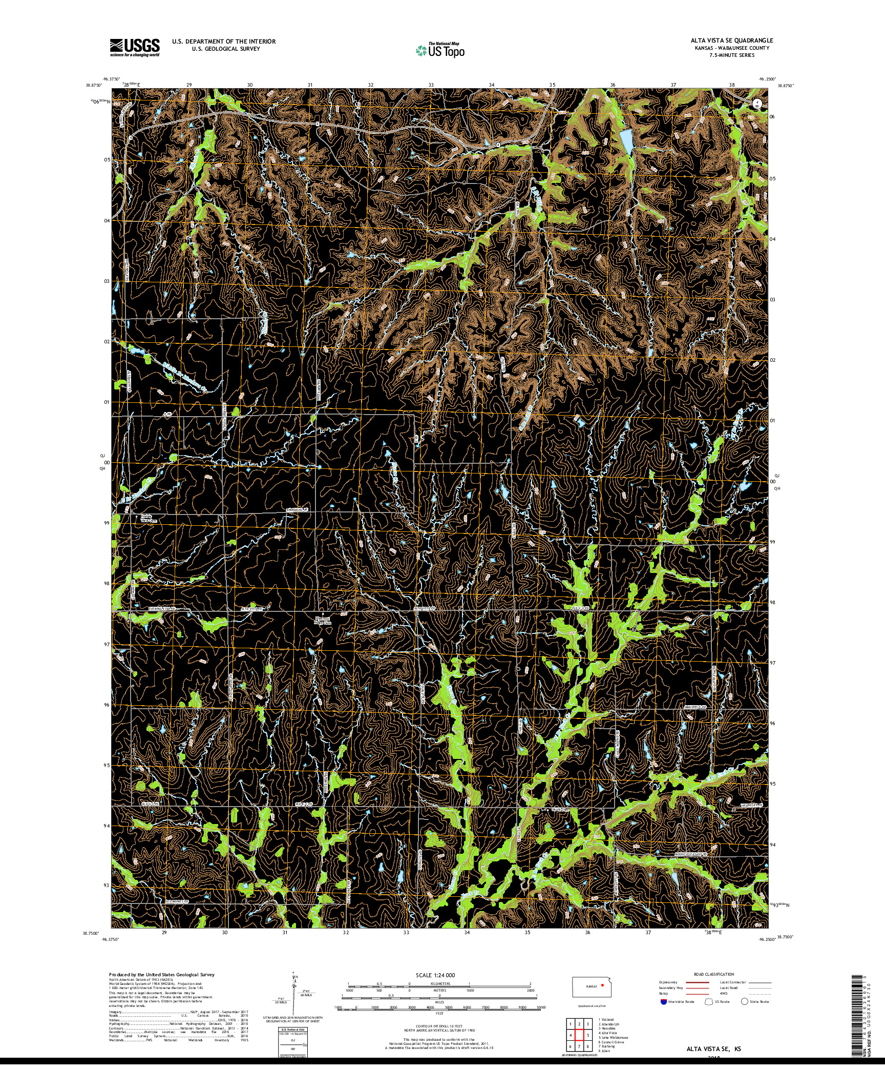 USGS US TOPO 7.5-MINUTE MAP FOR ALTA VISTA SE, KS 2018