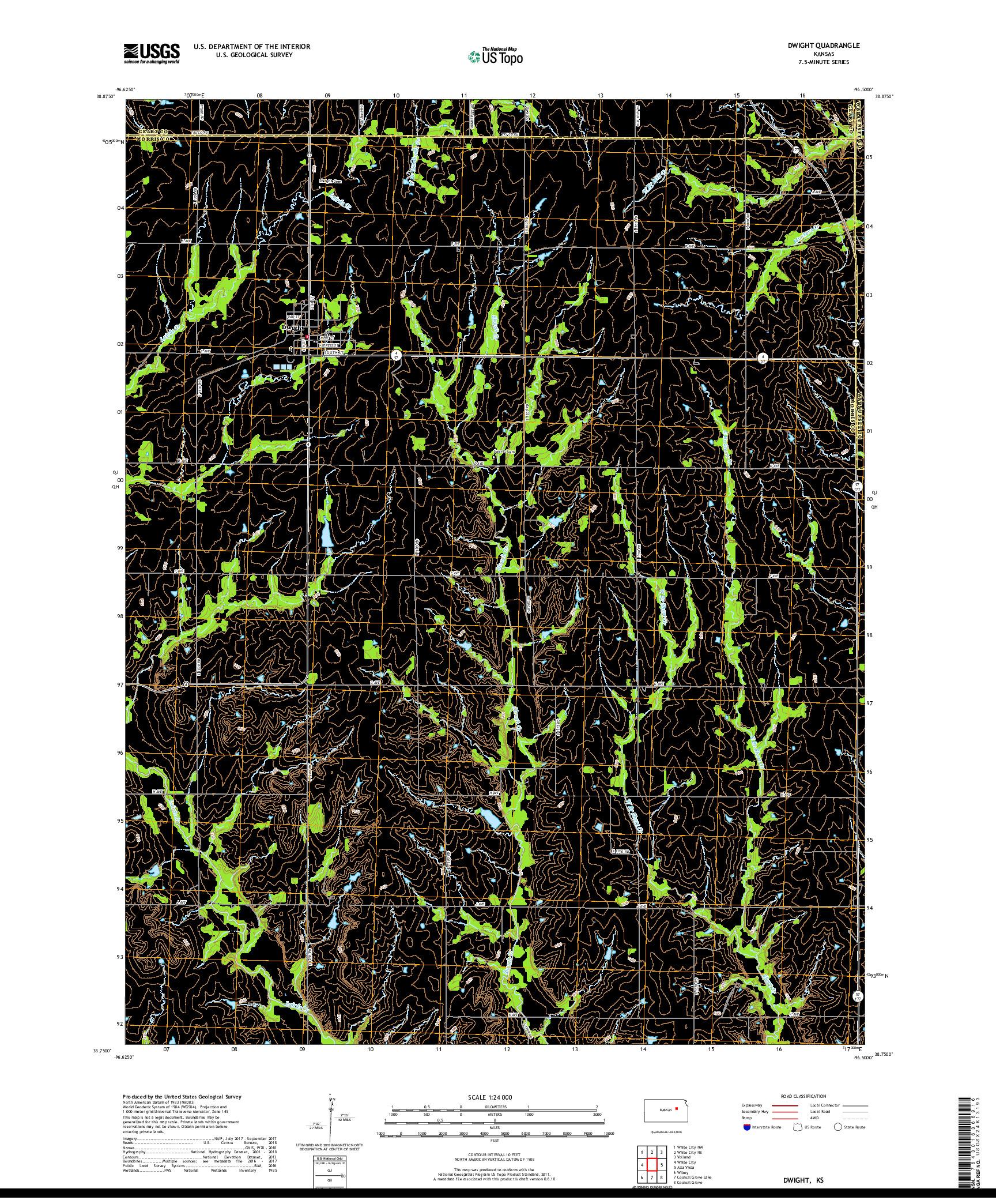 USGS US TOPO 7.5-MINUTE MAP FOR DWIGHT, KS 2018