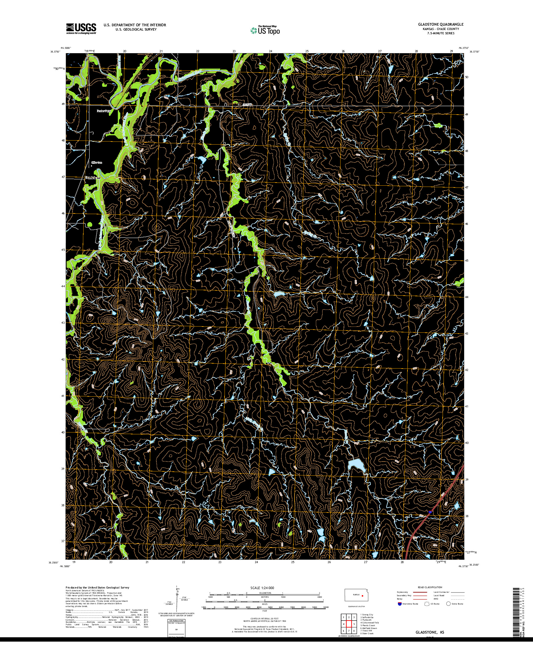 USGS US TOPO 7.5-MINUTE MAP FOR GLADSTONE, KS 2018