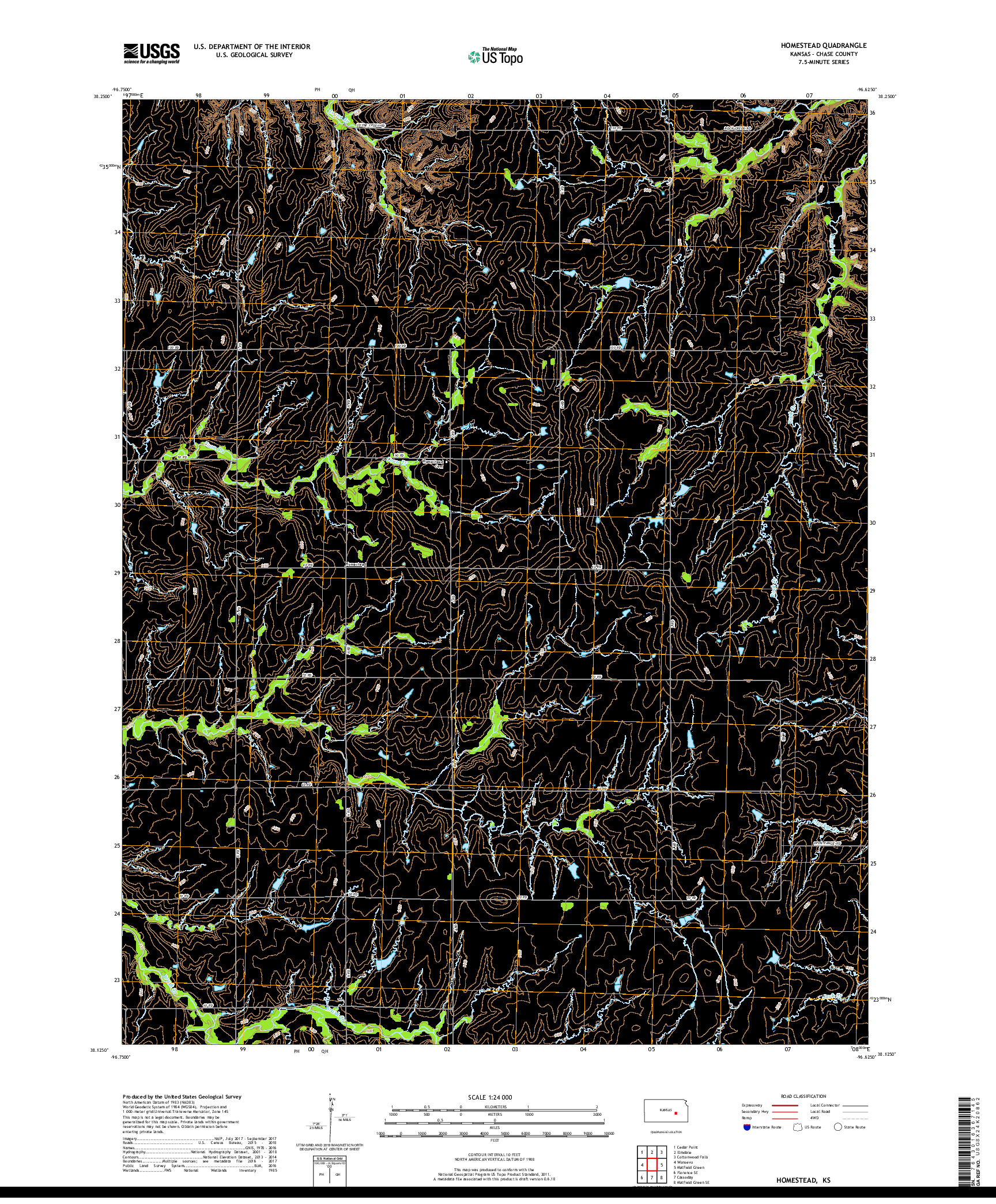 USGS US TOPO 7.5-MINUTE MAP FOR HOMESTEAD, KS 2018