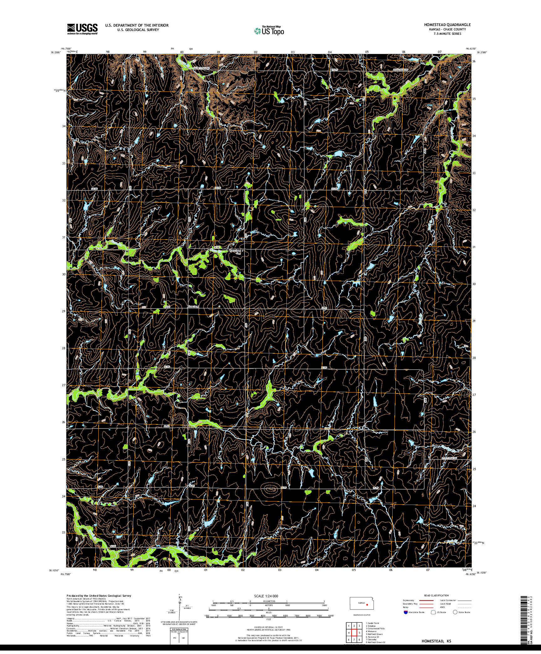 USGS US TOPO 7.5-MINUTE MAP FOR HOMESTEAD, KS 2018