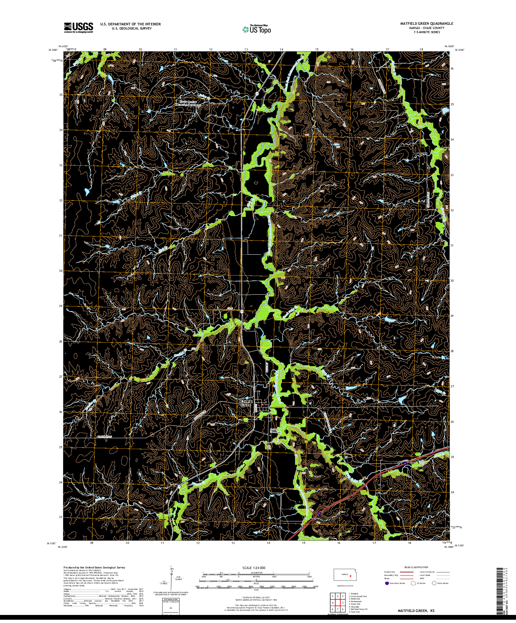 USGS US TOPO 7.5-MINUTE MAP FOR MATFIELD GREEN, KS 2018