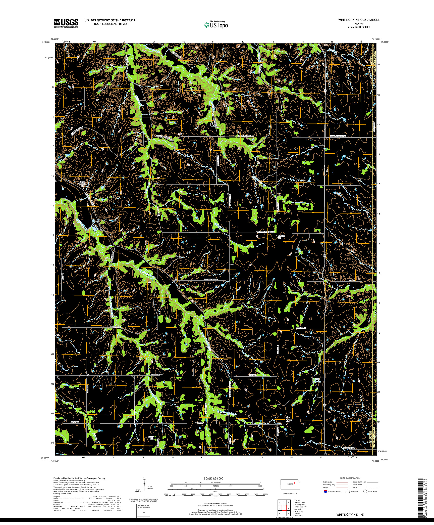 USGS US TOPO 7.5-MINUTE MAP FOR WHITE CITY NE, KS 2018