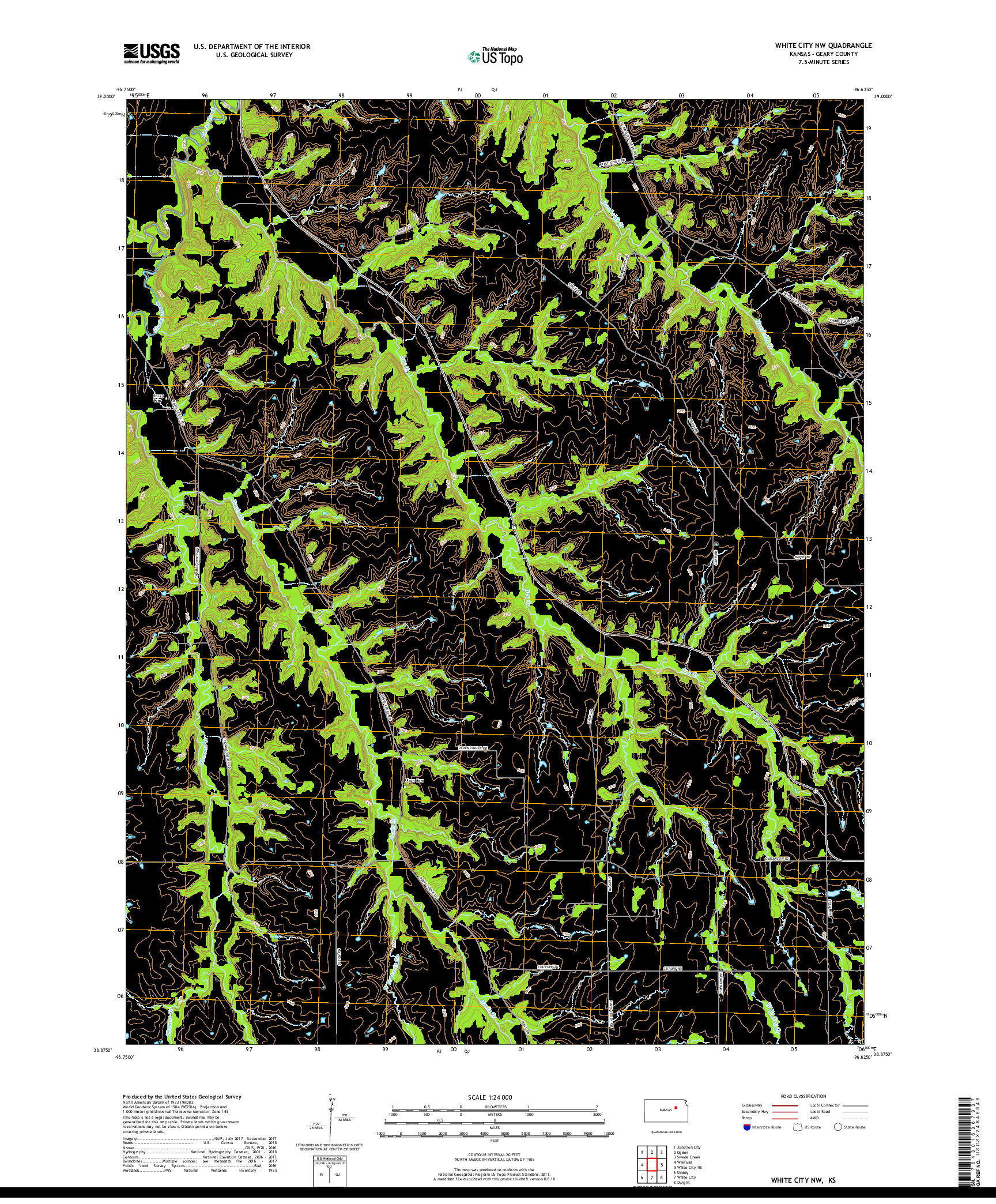 USGS US TOPO 7.5-MINUTE MAP FOR WHITE CITY NW, KS 2018