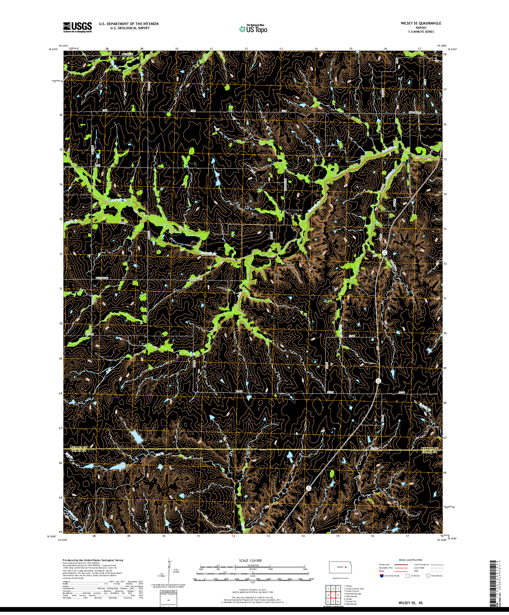USGS US TOPO 7.5-MINUTE MAP FOR WILSEY SE, KS 2018