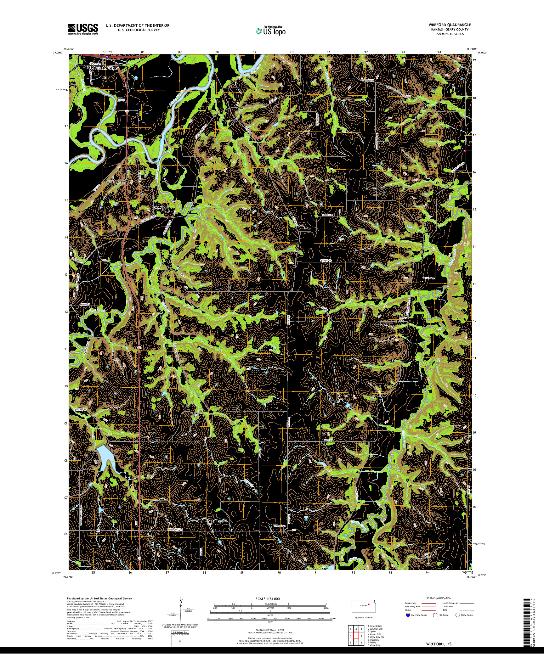 USGS US TOPO 7.5-MINUTE MAP FOR WREFORD, KS 2018