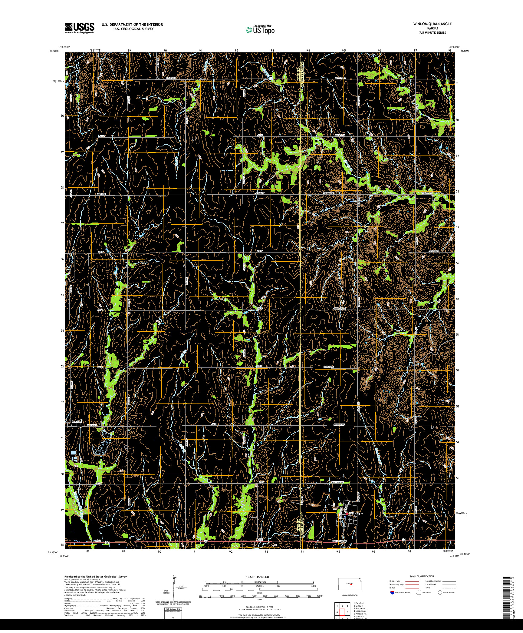 USGS US TOPO 7.5-MINUTE MAP FOR WINDOM, KS 2018