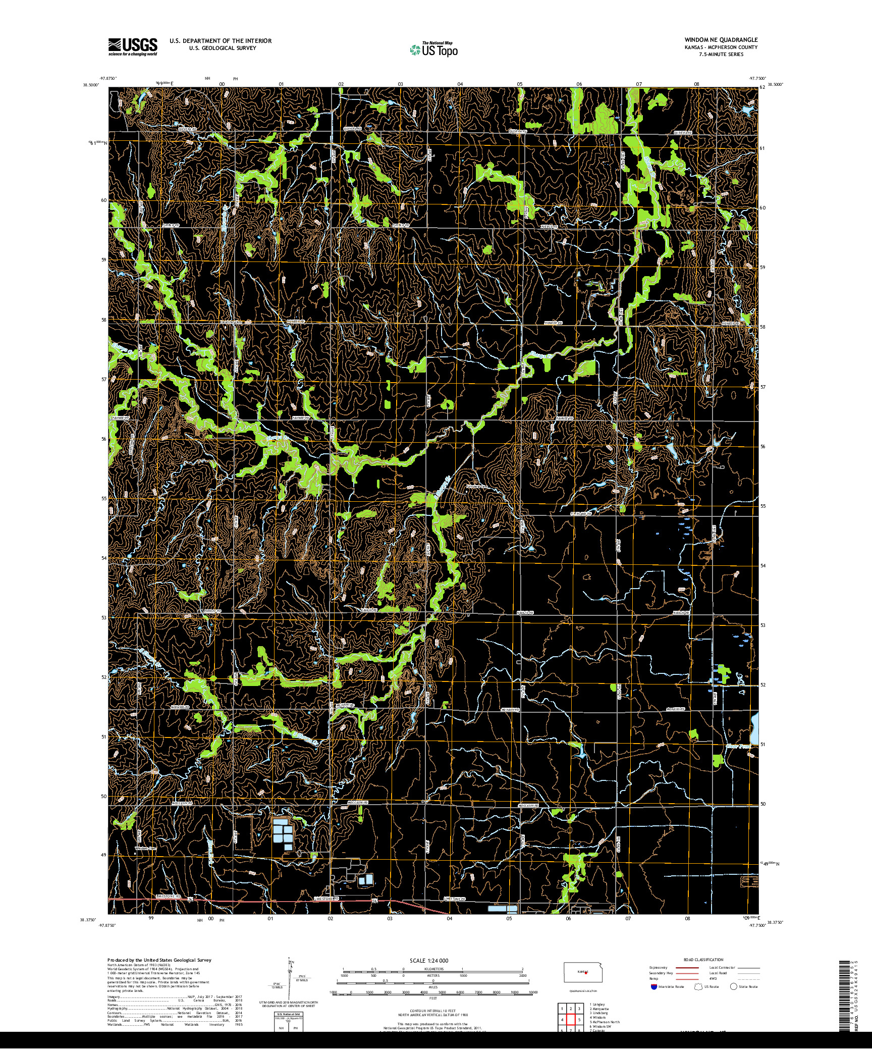 USGS US TOPO 7.5-MINUTE MAP FOR WINDOM NE, KS 2018