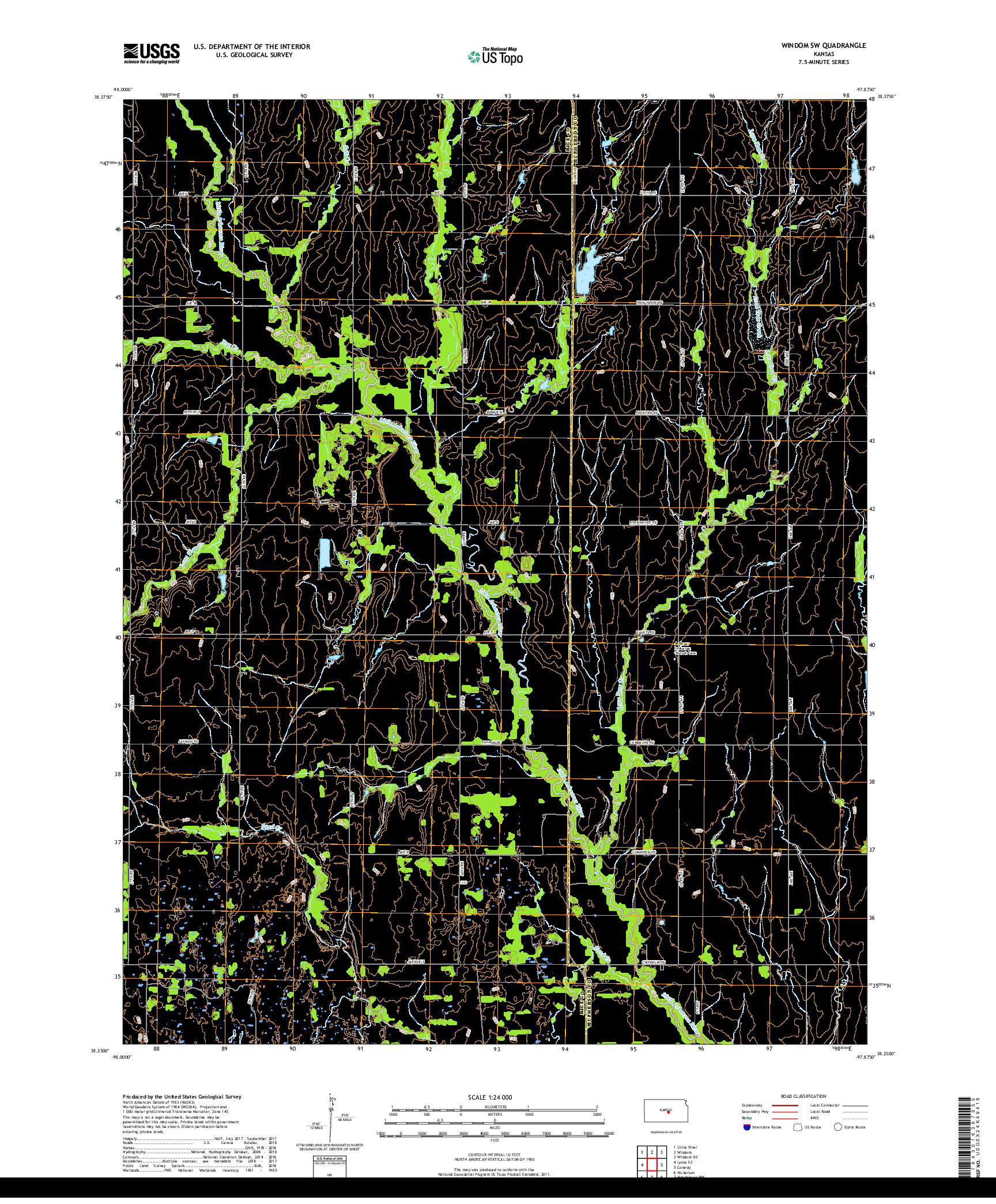 USGS US TOPO 7.5-MINUTE MAP FOR WINDOM SW, KS 2018