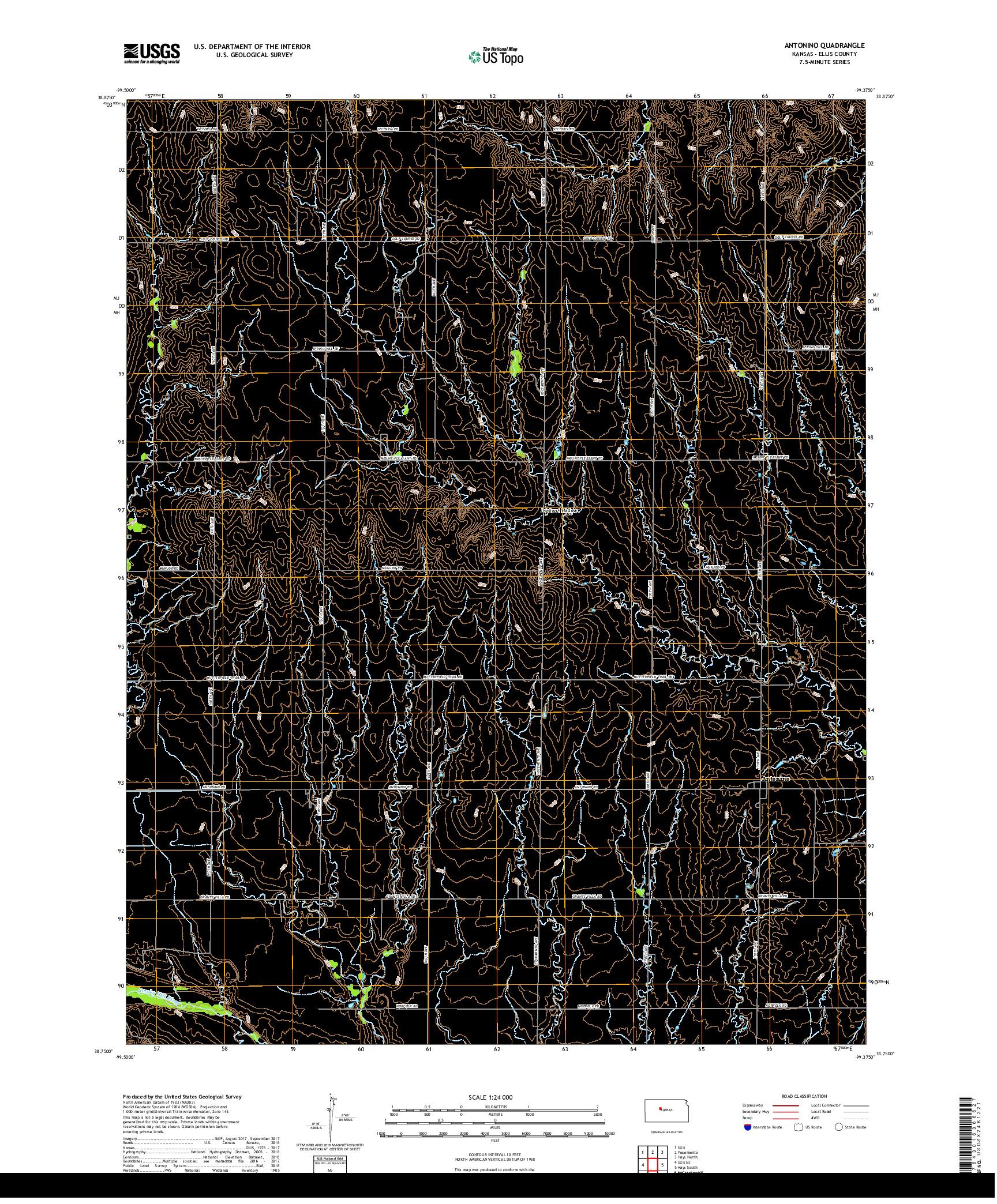 USGS US TOPO 7.5-MINUTE MAP FOR ANTONINO, KS 2018