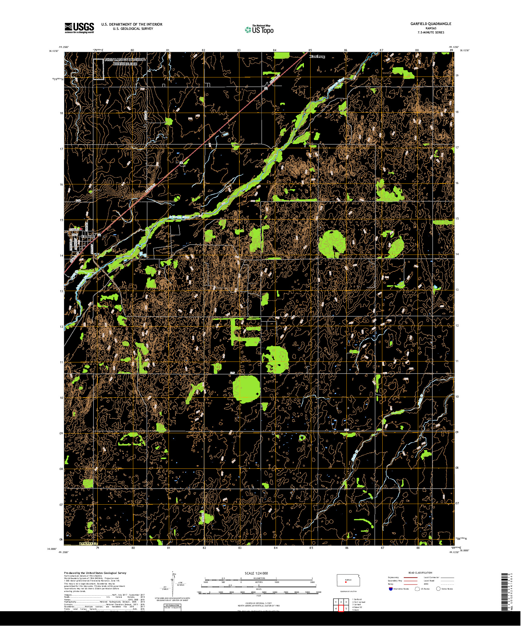 USGS US TOPO 7.5-MINUTE MAP FOR GARFIELD, KS 2018