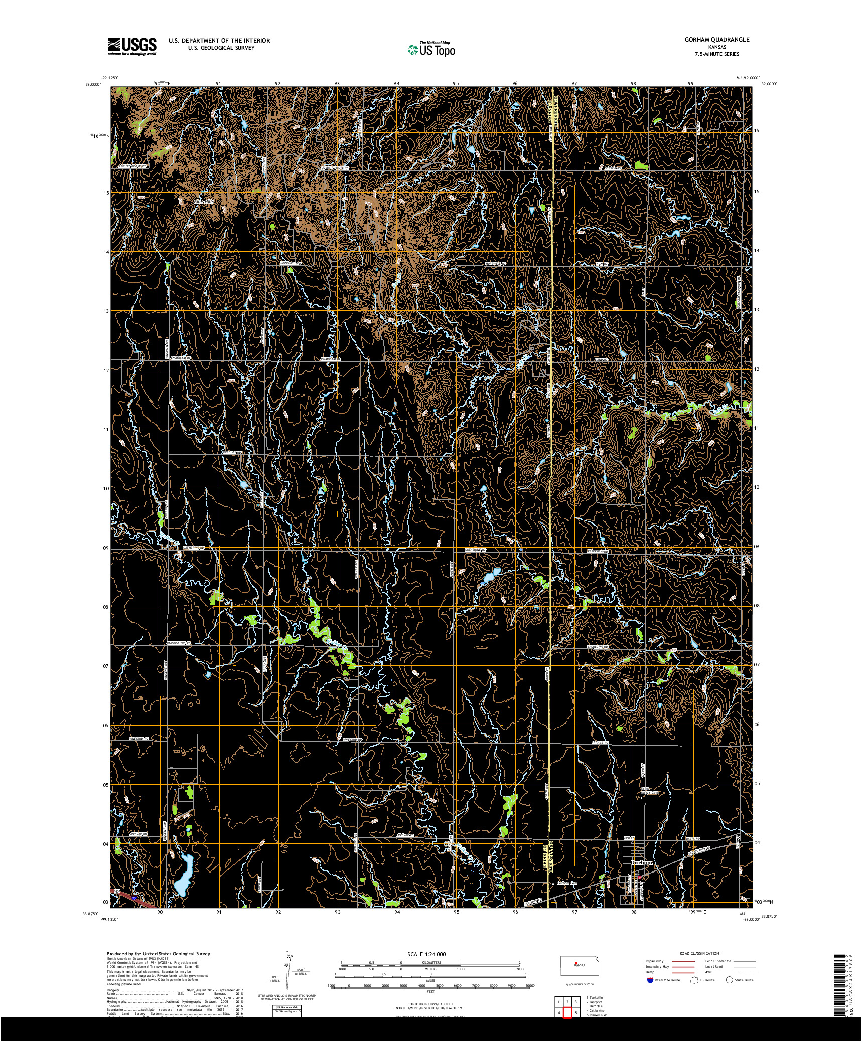 USGS US TOPO 7.5-MINUTE MAP FOR GORHAM, KS 2018